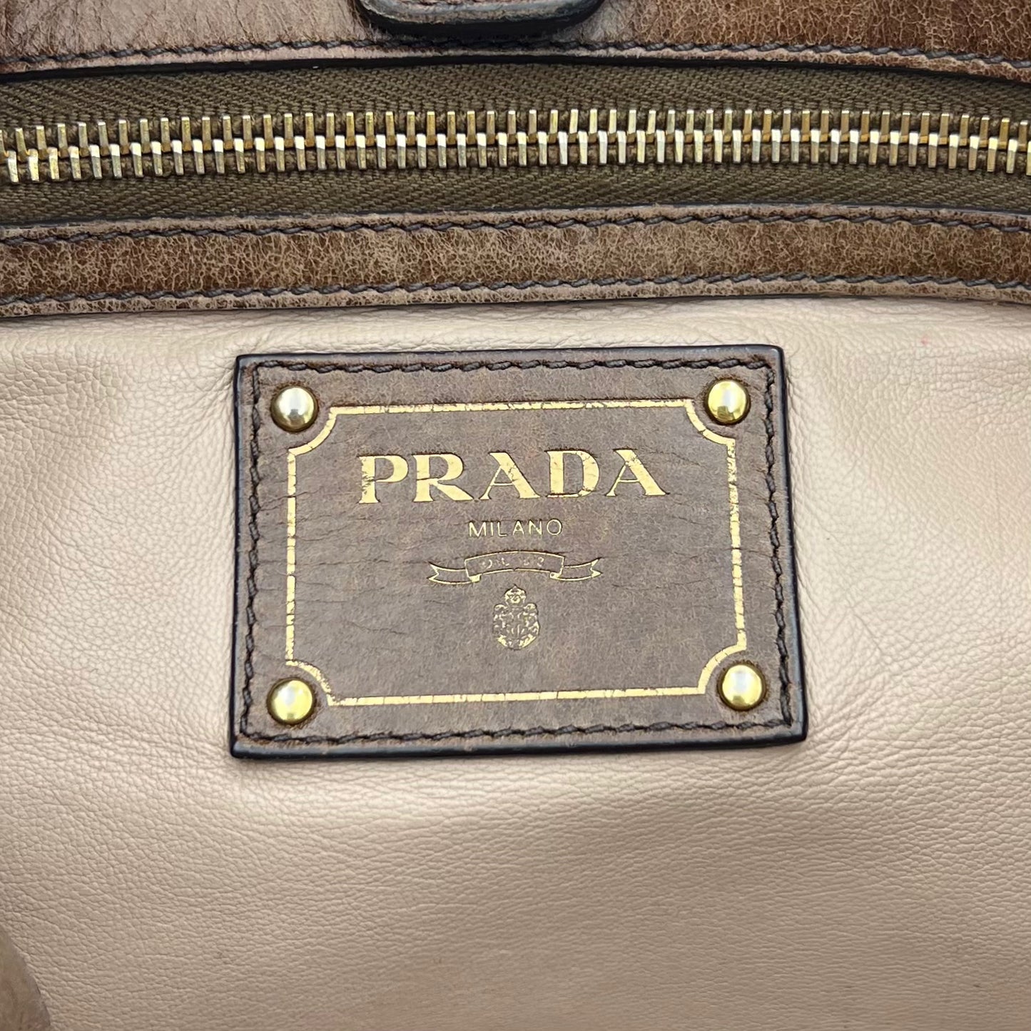 Prada Brown Vitello Shine Two-Way Bag