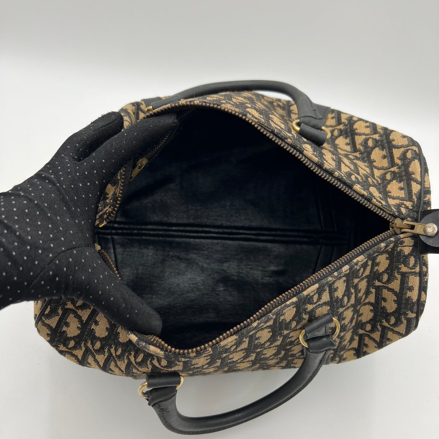 Christian Dior Vintage Navy Blue Trotter Canvas Boston 30