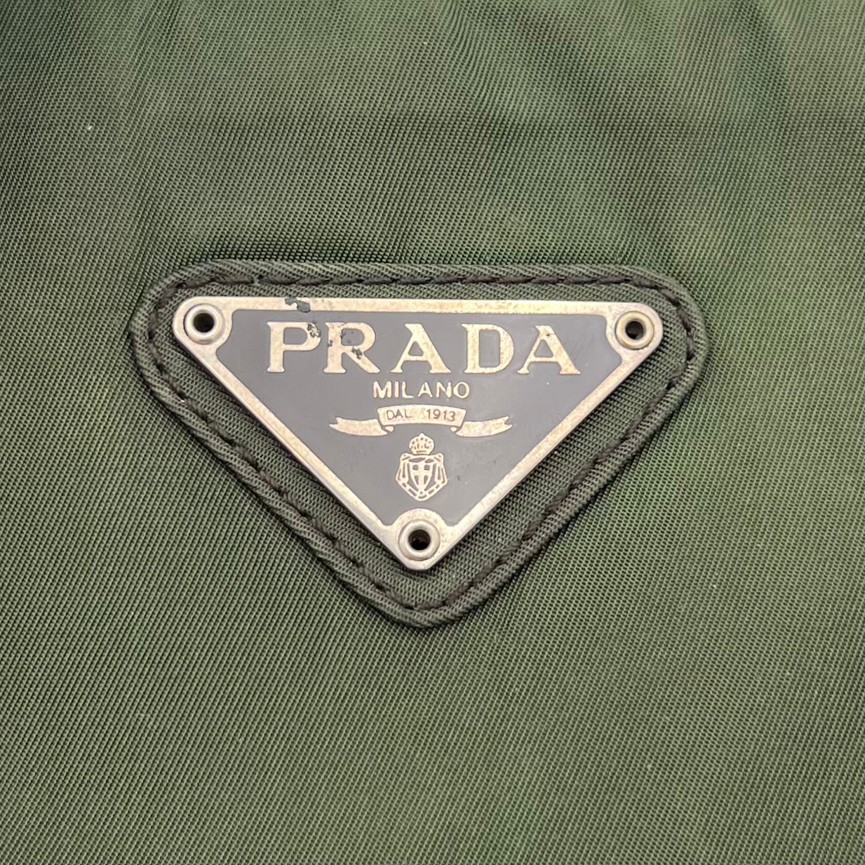 Prada Green Nylon Large Open Long Strap Tote