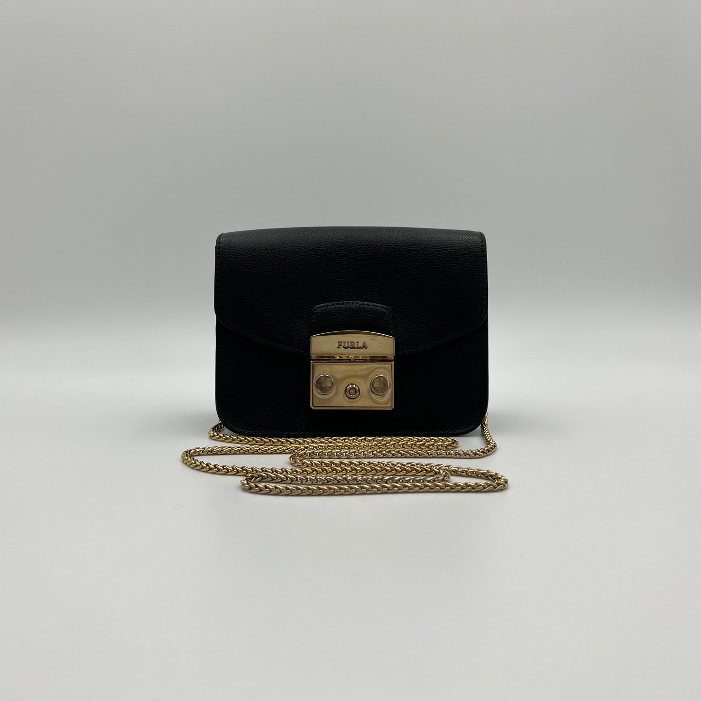 Furla Black Leather Mini Metropolis Crossbody