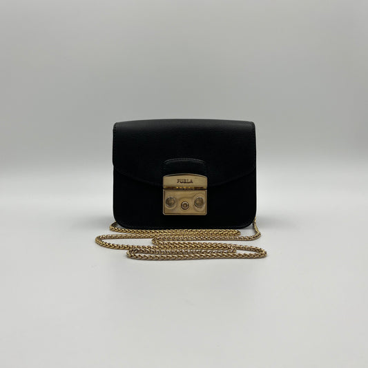Furla Black Leather Mini Metropolis Crossbody
