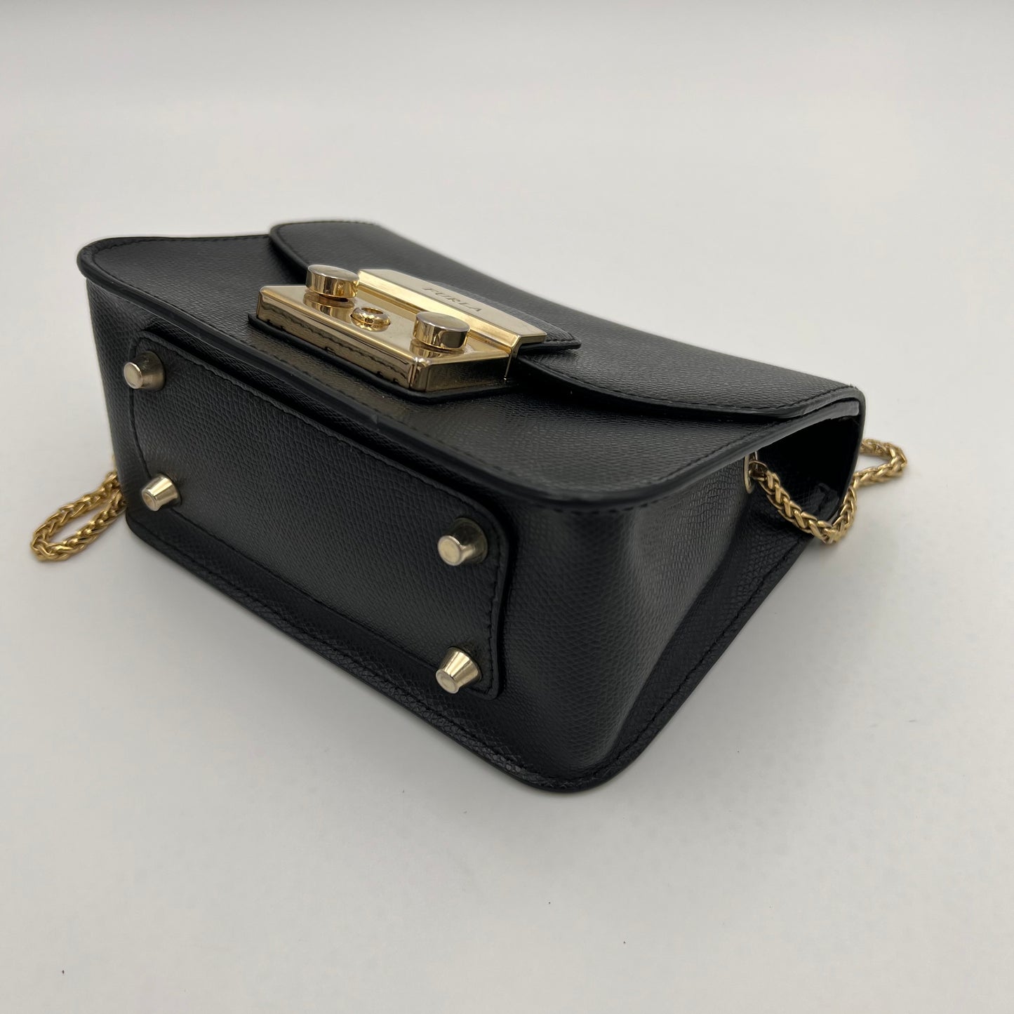 Furla Black Leather Mini Metropolis Crossbody