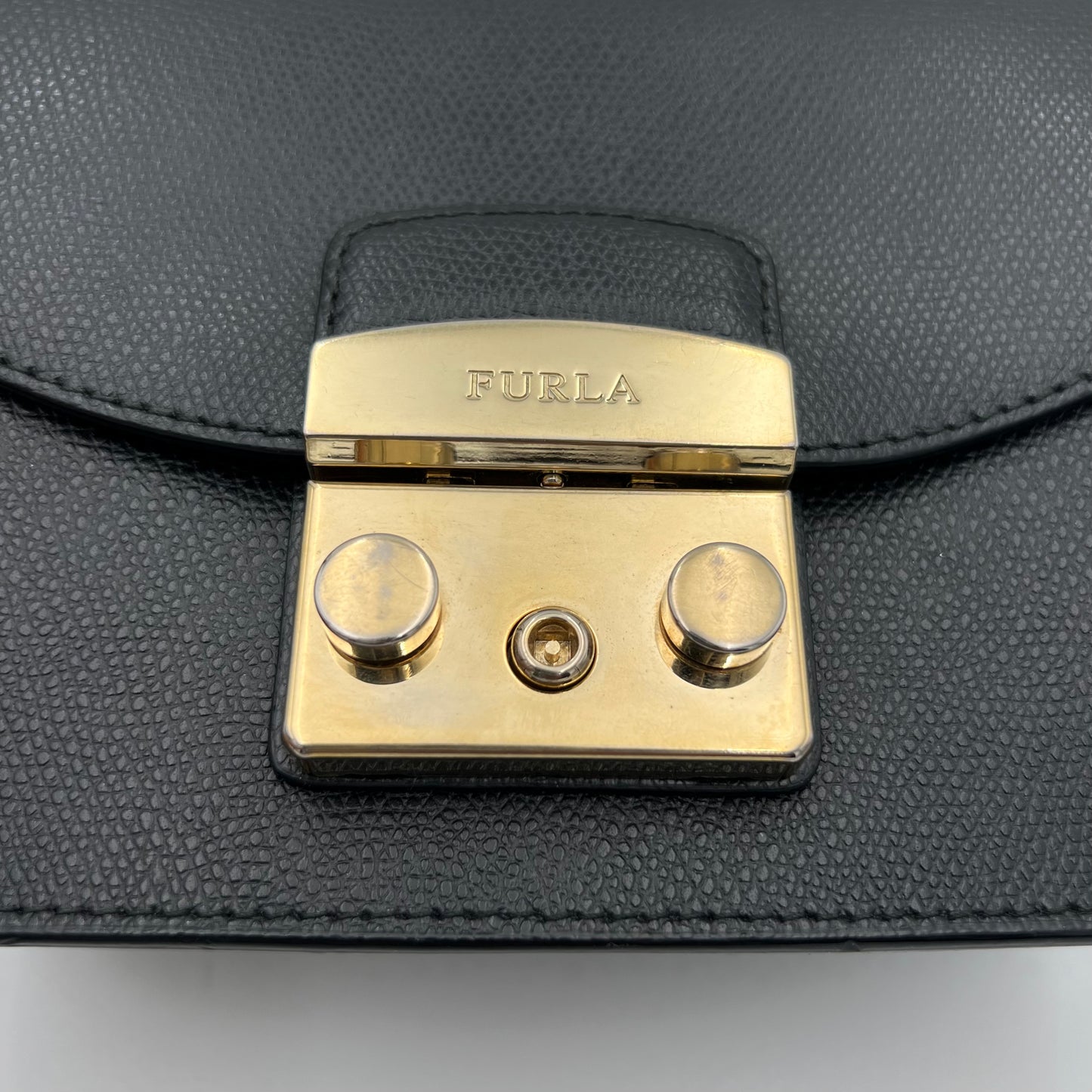 Furla Black Leather Mini Metropolis Crossbody