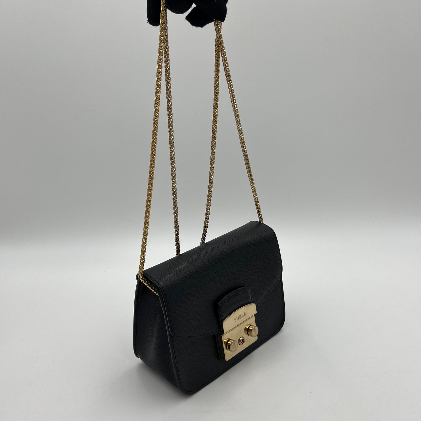 Furla Black Leather Mini Metropolis Crossbody