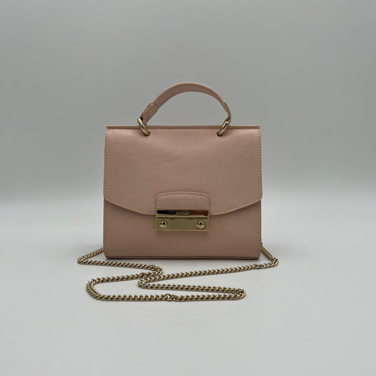 Furla Light Pink Leather Julia Top Handle Two-Way Bag