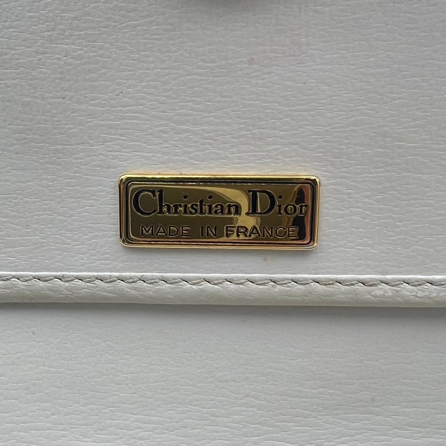 Chirstian Dior White Grained Leather Bobby Crossbody GHW