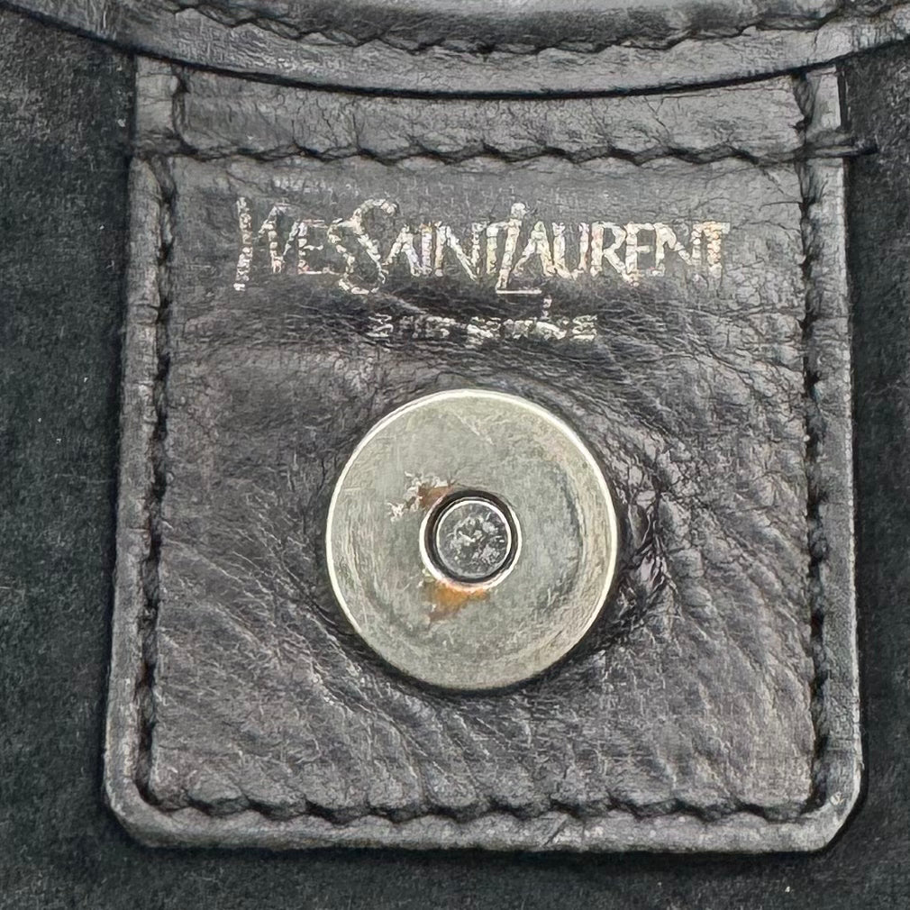 YSL Black Leather Mombasa Hobo Bag
