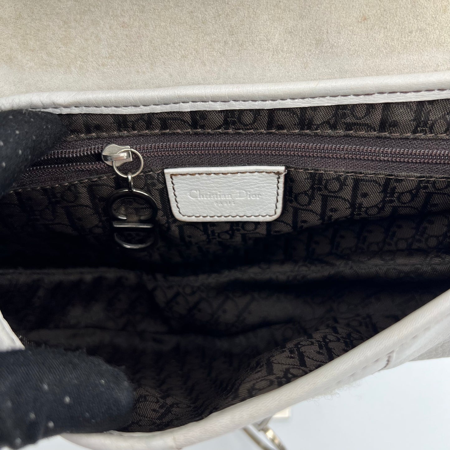 Christian Dior White Leather Saddle