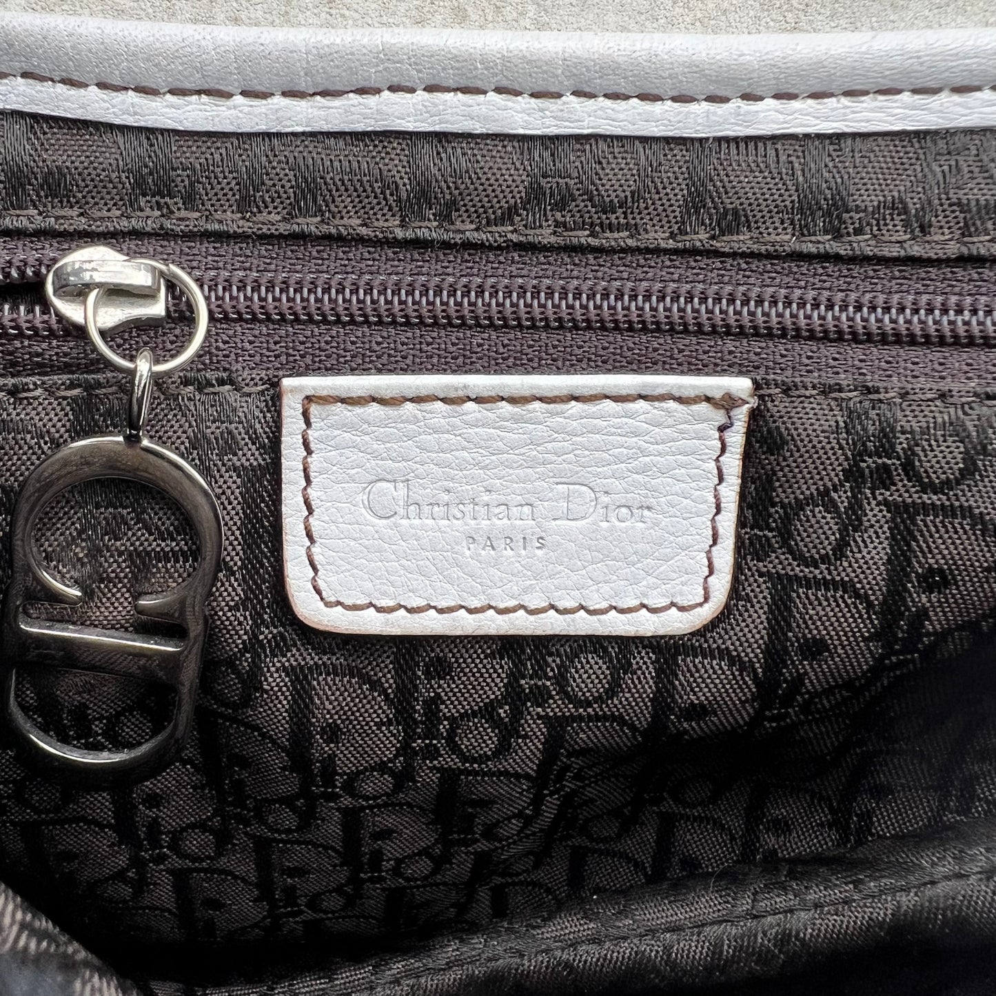 Christian Dior White Leather Saddle