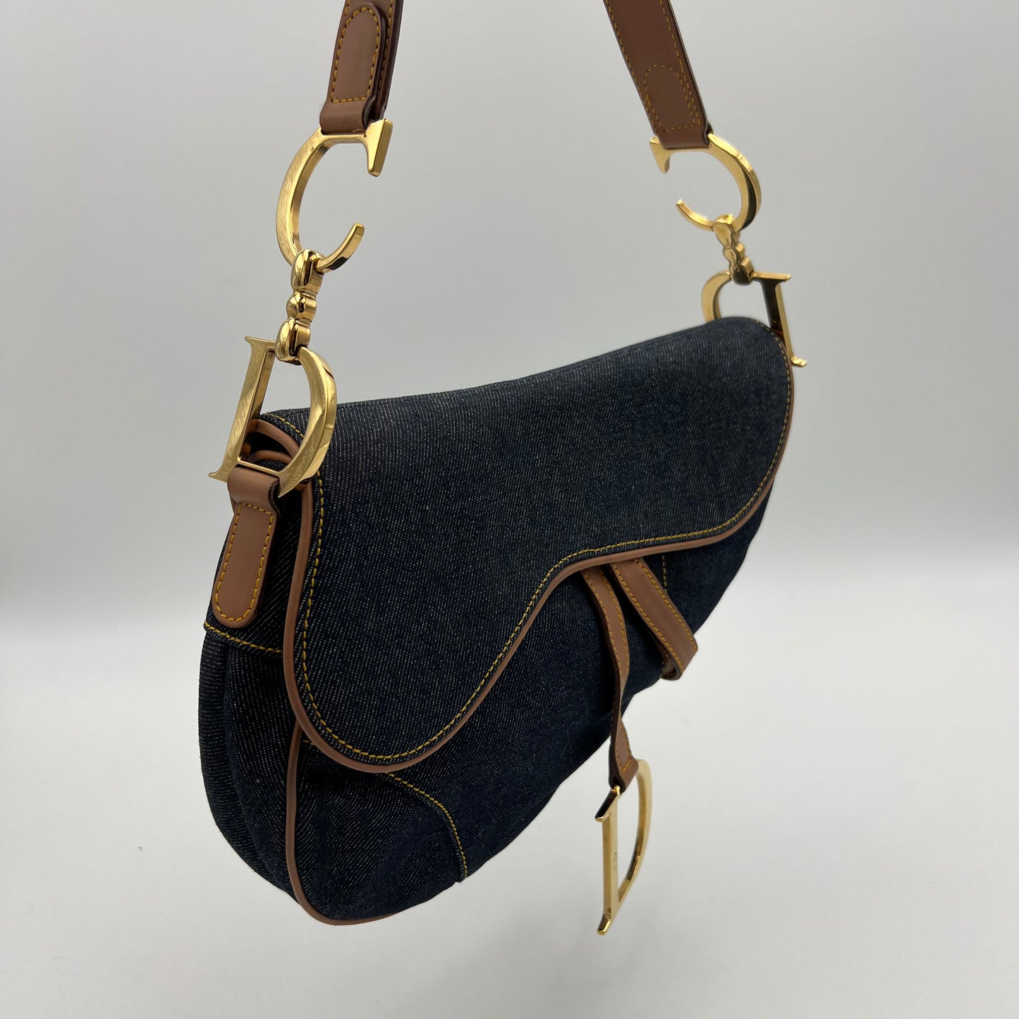 Christian Dior Blue Denim Saddle