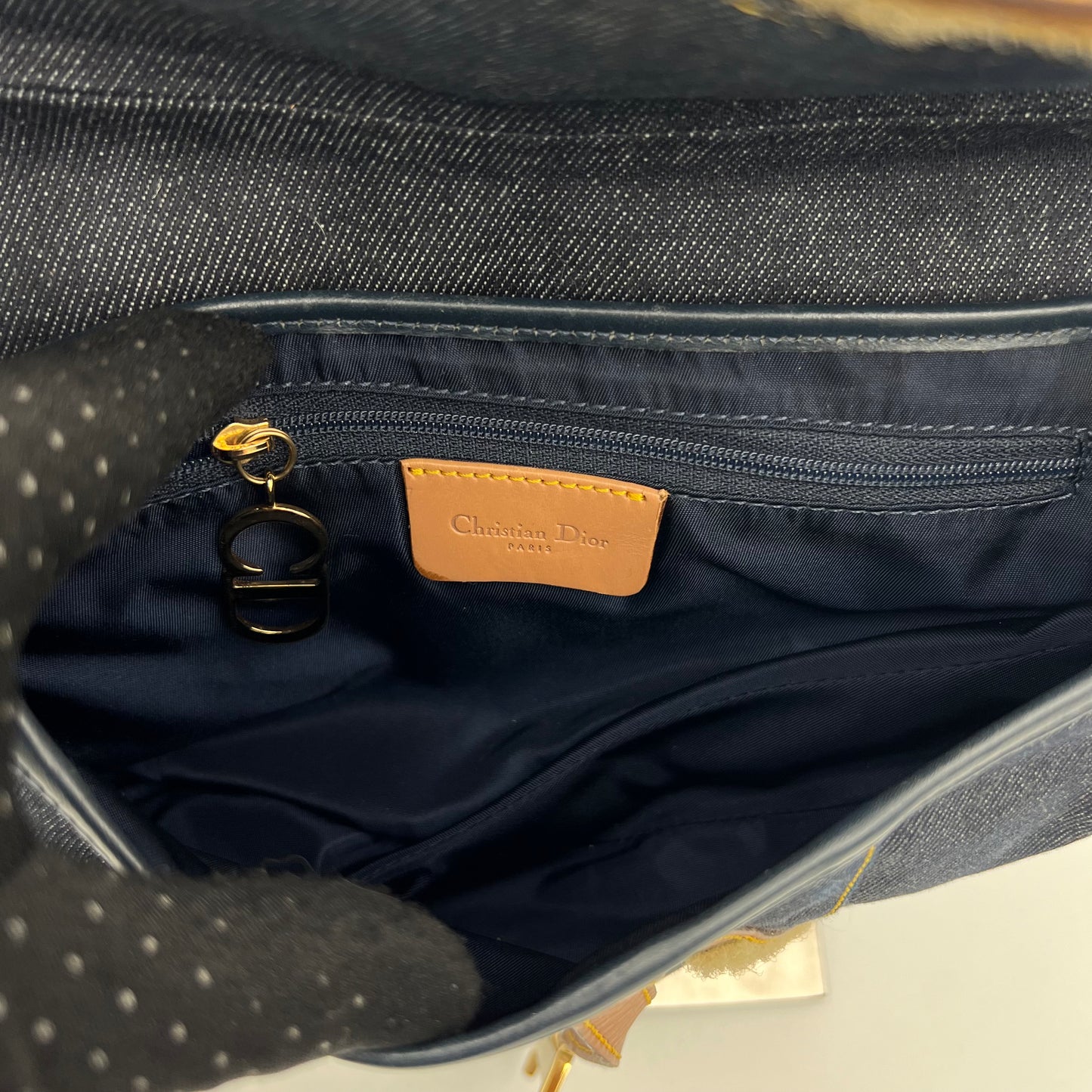 Christian Dior Blue Denim Saddle