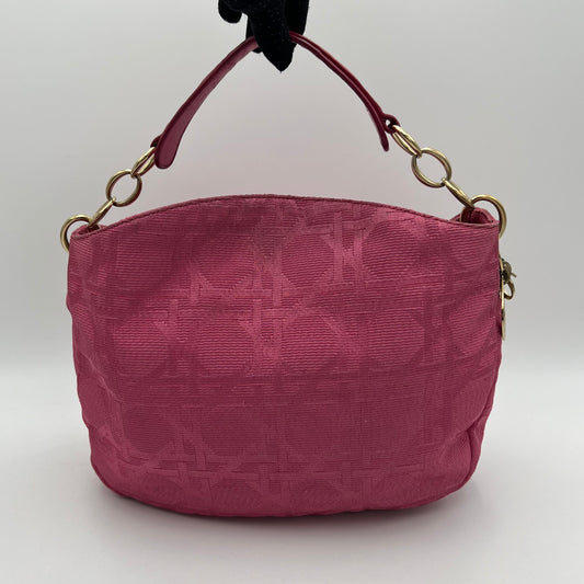 Christian Dior Pink Cannage Canvas Hobo Shoulder Bag