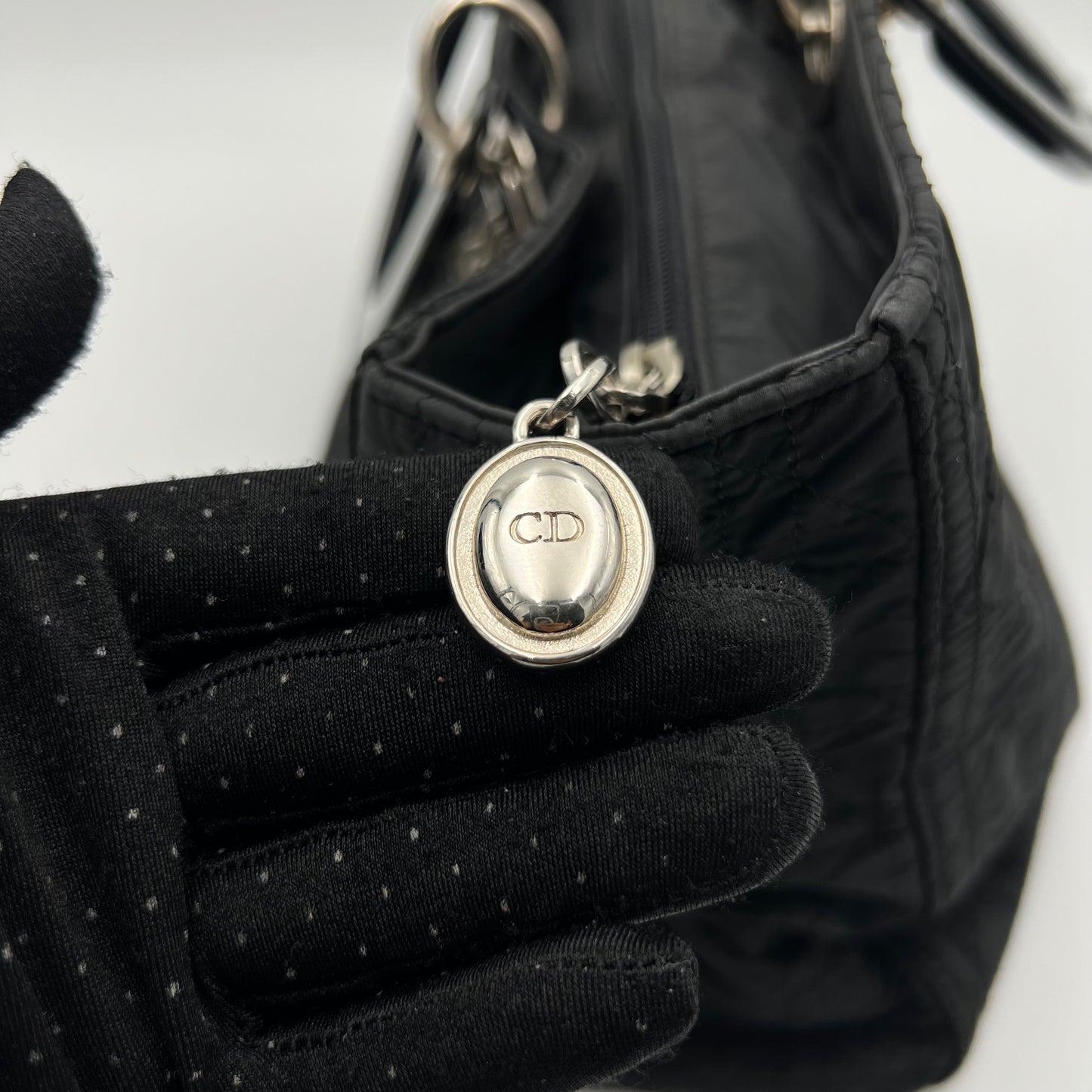 Christian Dior Black Nylon Cannage Lady Dior