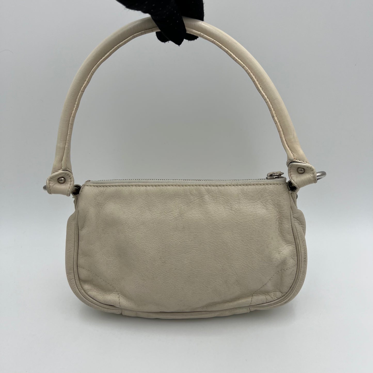 Christian Dior White Leather CD Logo Pochette