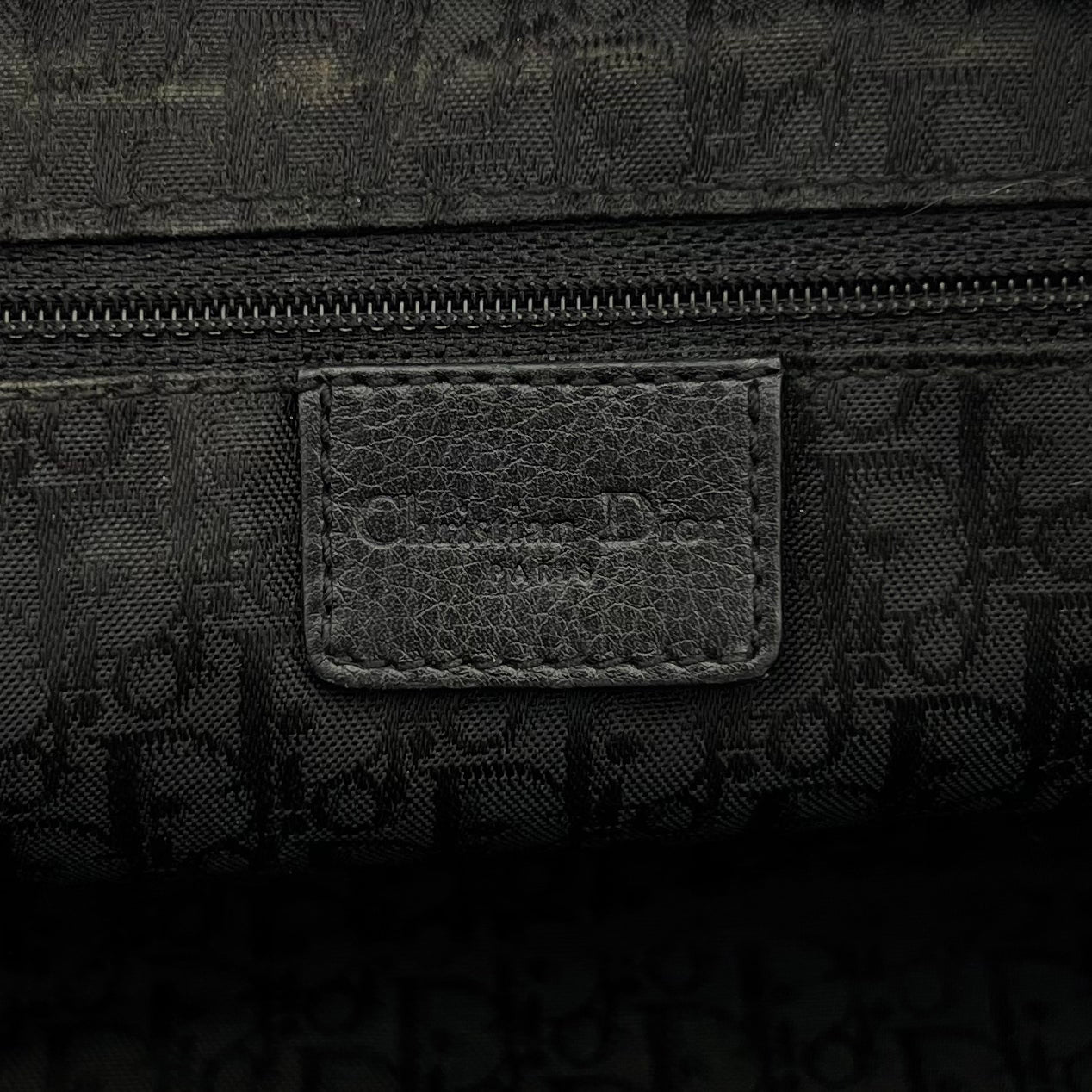 Christian Dior Black Leather Spellout D-Charm Boston