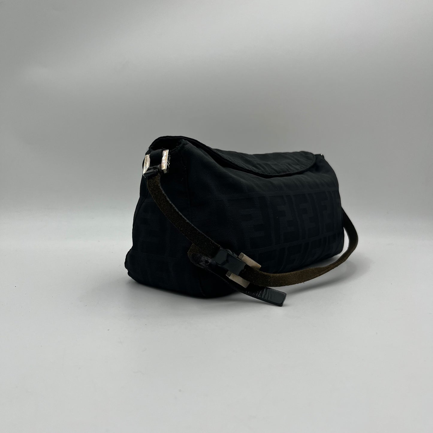 Fendi Black Zucca Baguette