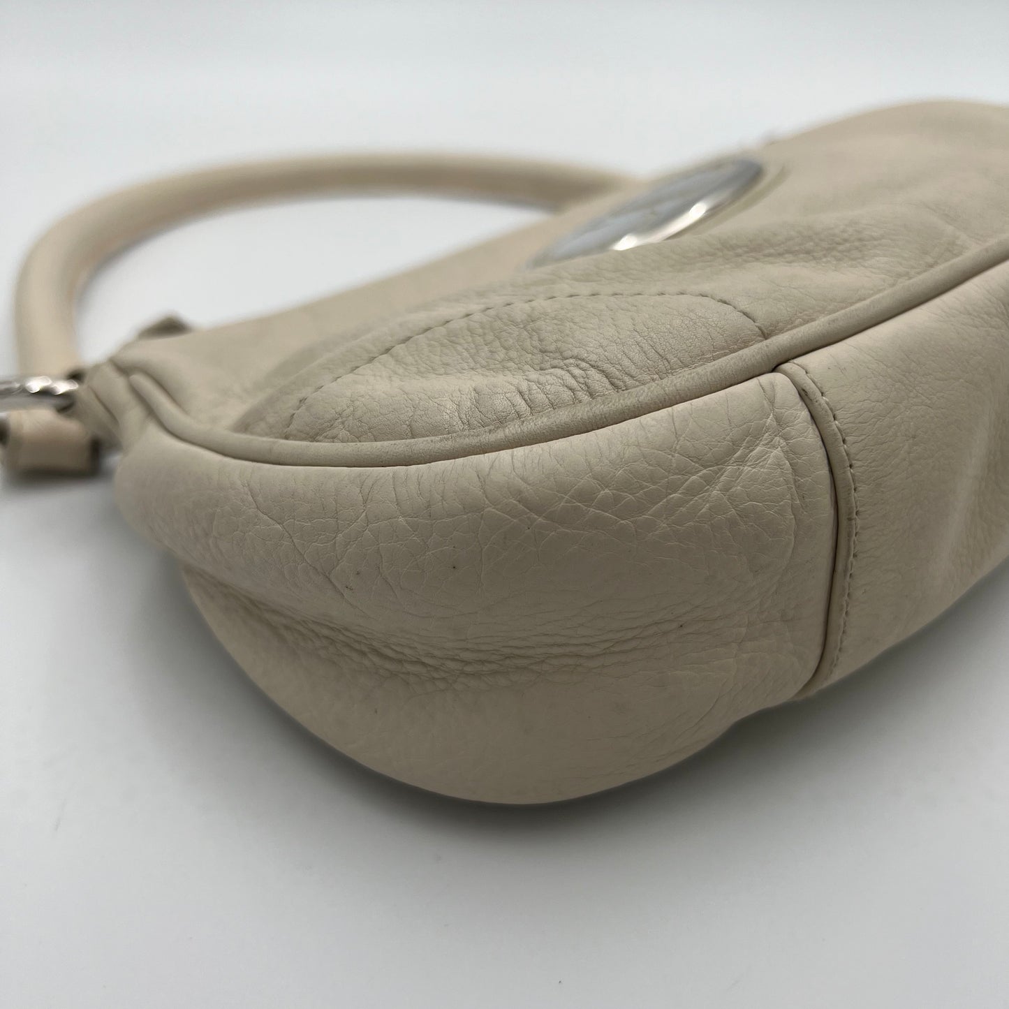 Christian Dior White Leather CD Logo Pochette