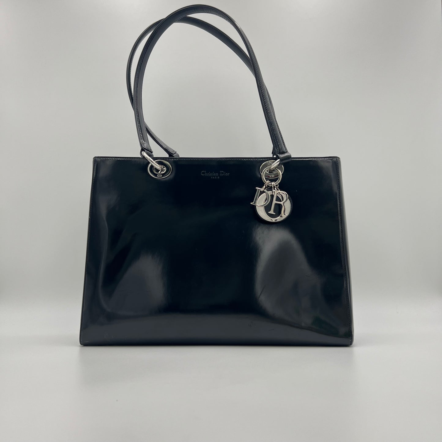 Christian Dior Black Patent Lady Dior Shoulder Bag