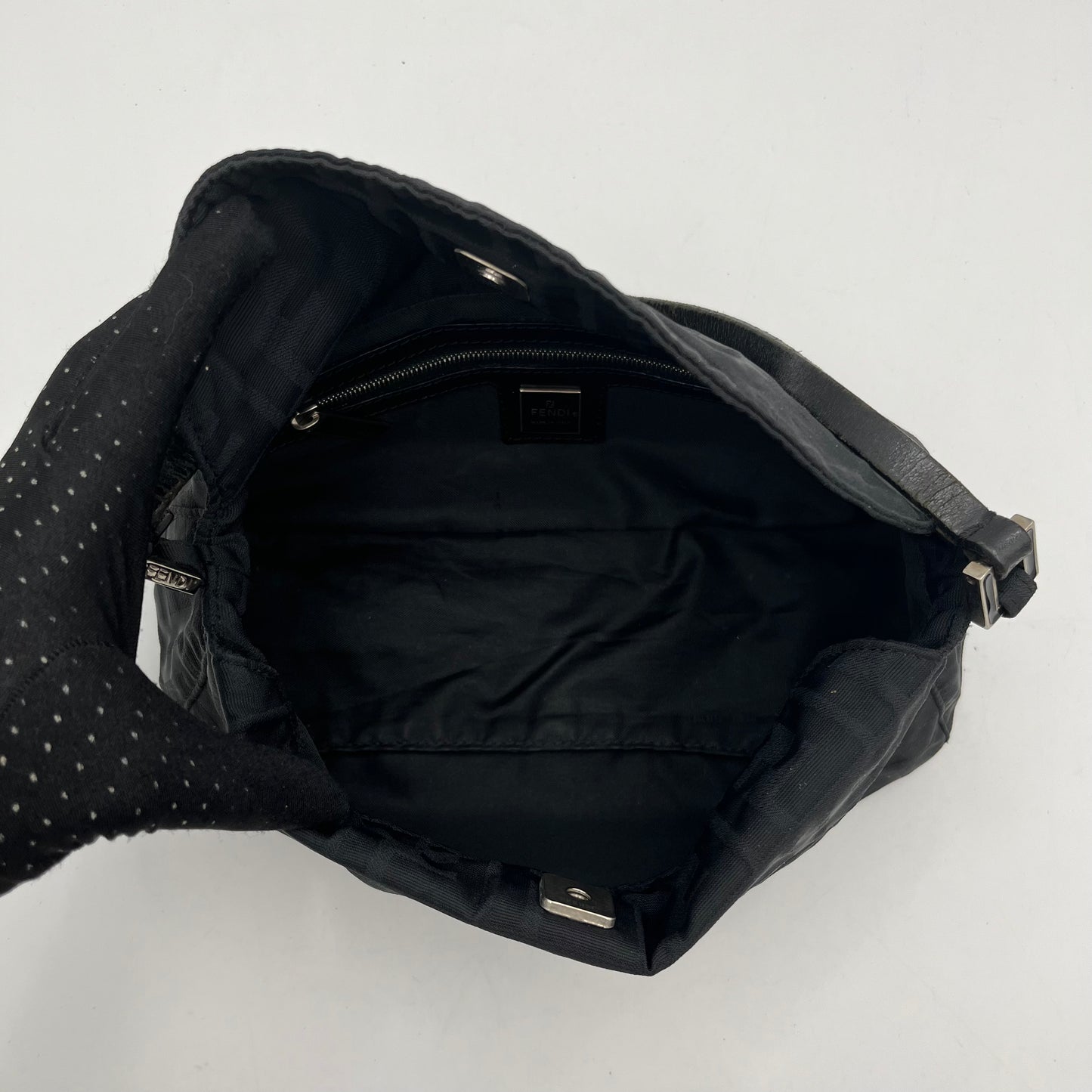 Fendi Black Zucca Baguette