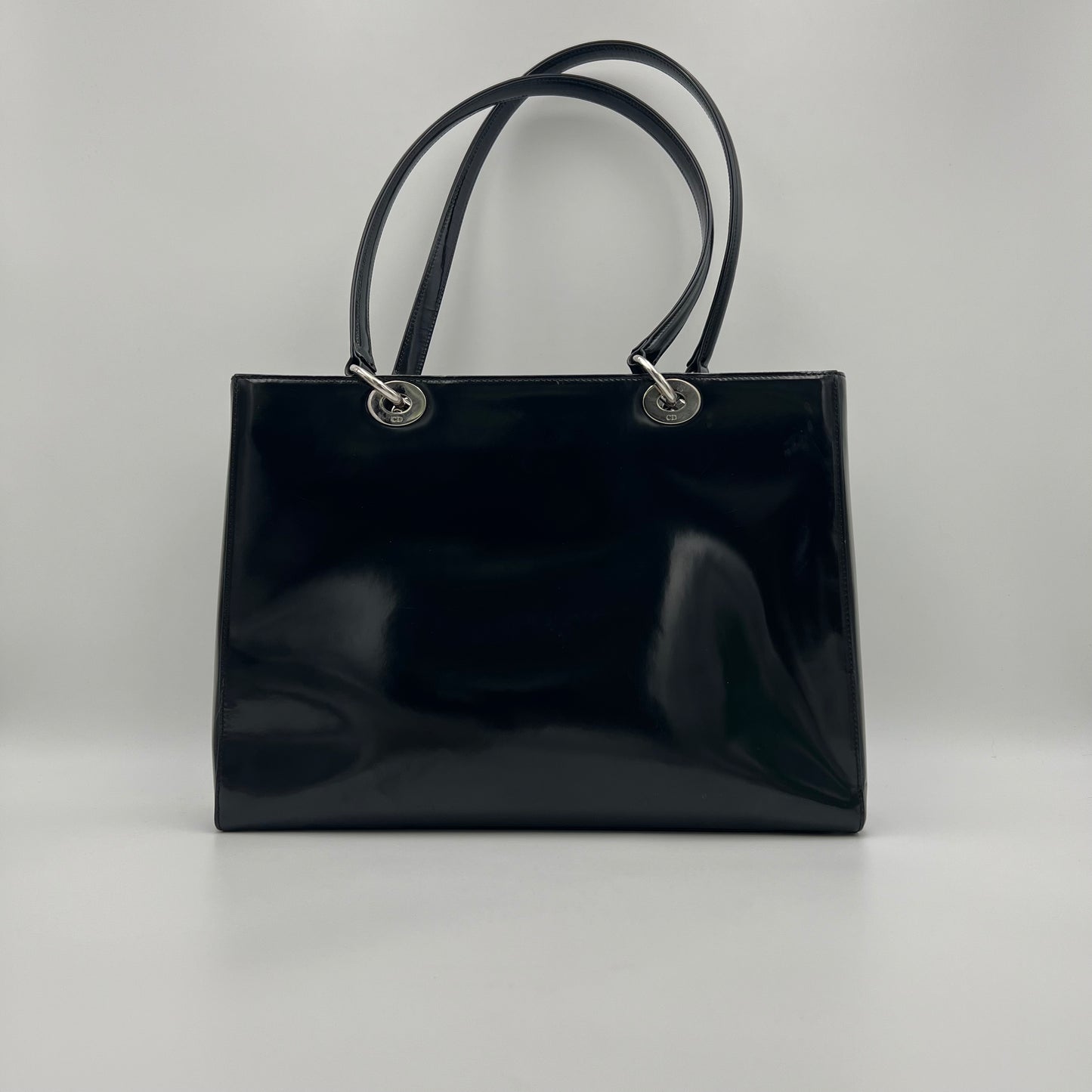 Christian Dior Black Patent Lady Dior Shoulder Bag SHW