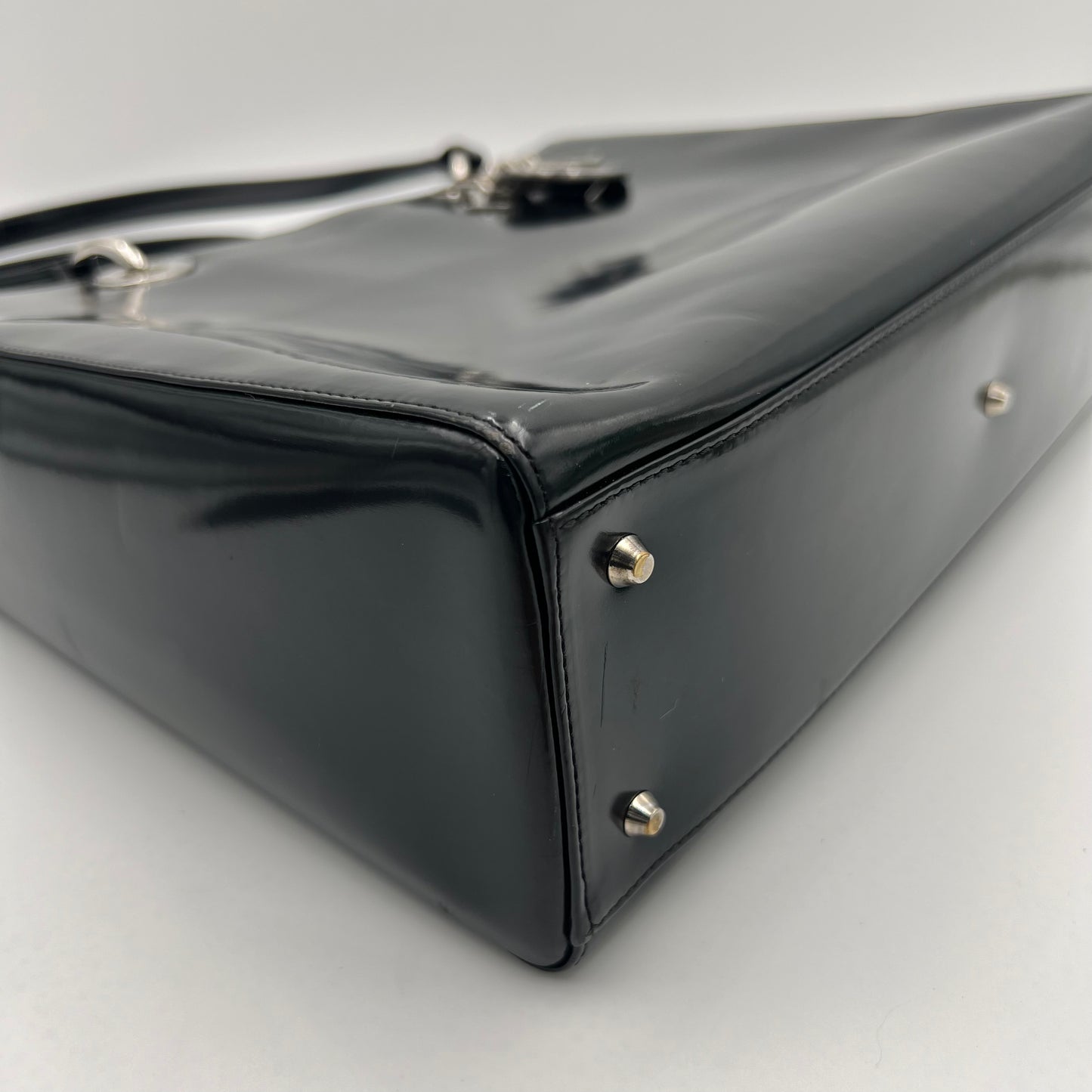Christian Dior Black Patent Lady Dior Shoulder Bag