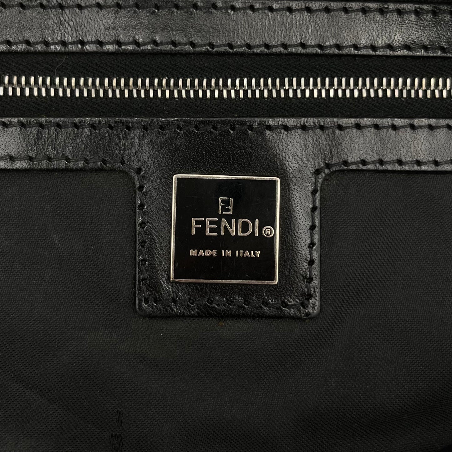 Fendi Black Zucca Baguette