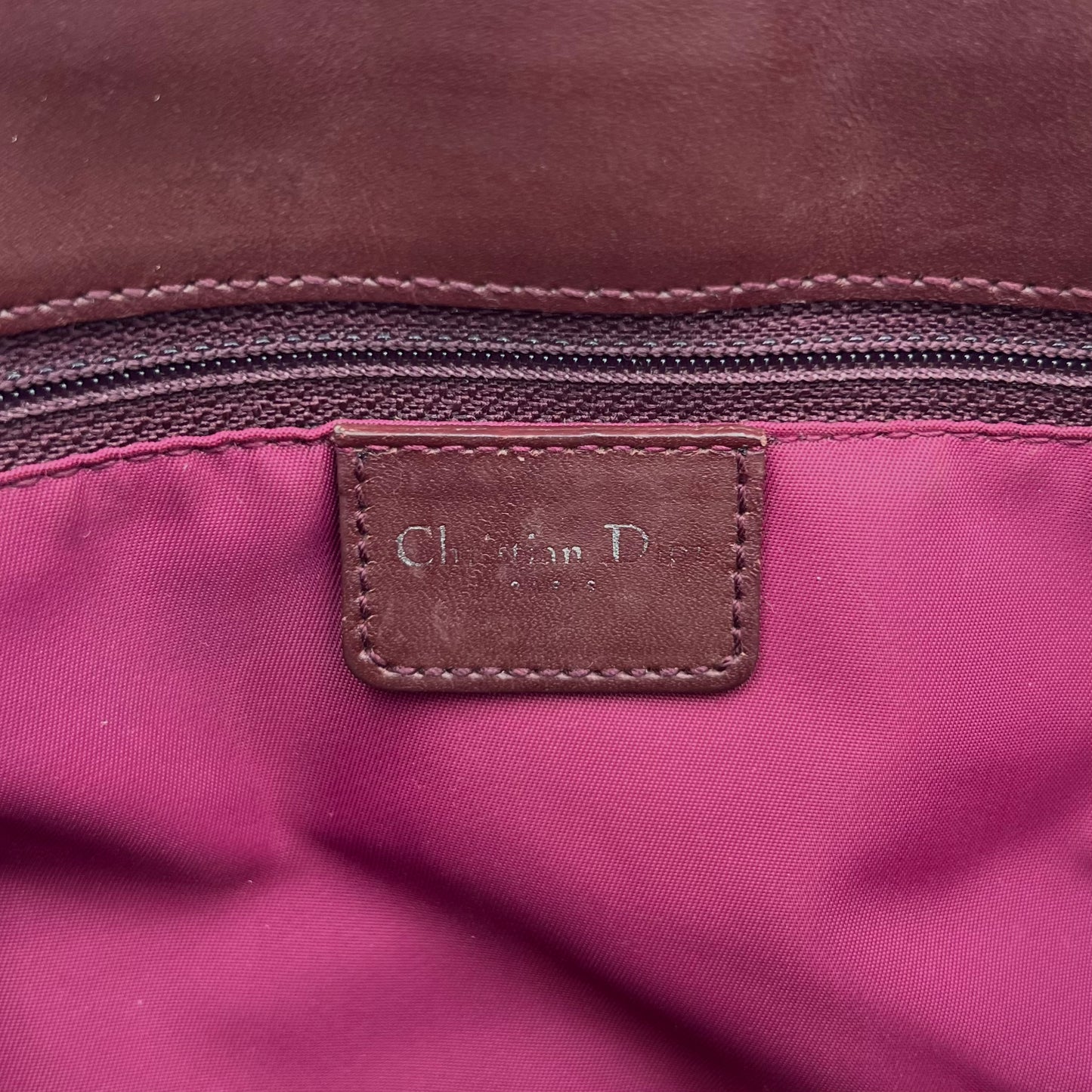 Christian Dior John Galliano Burgundy Trotter Pocket Tote Bag