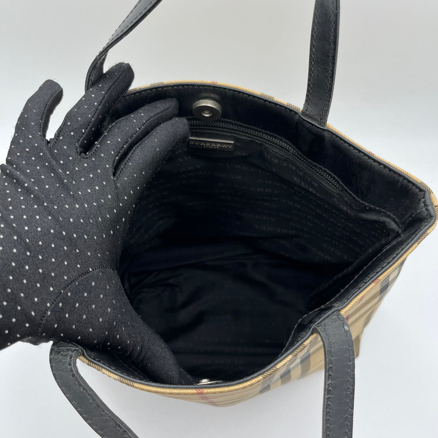 Burberry Haymarket Nova PVC Medium Handbag