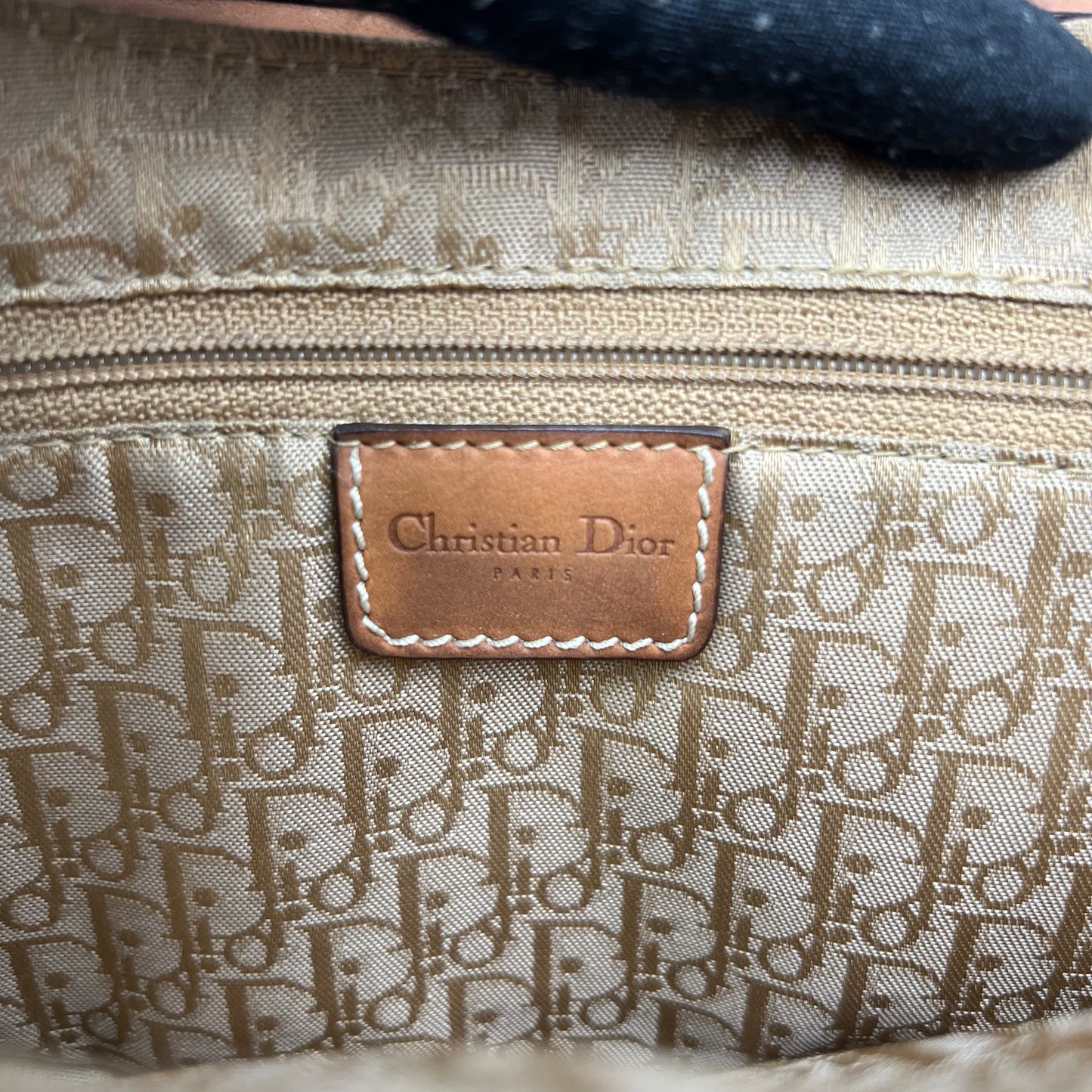 Christian Dior White Canvas and Brown Leather Columbus
