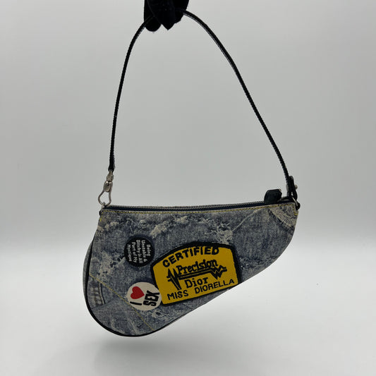 Christian Dior Miss Diorella Denim Saddle Pochette