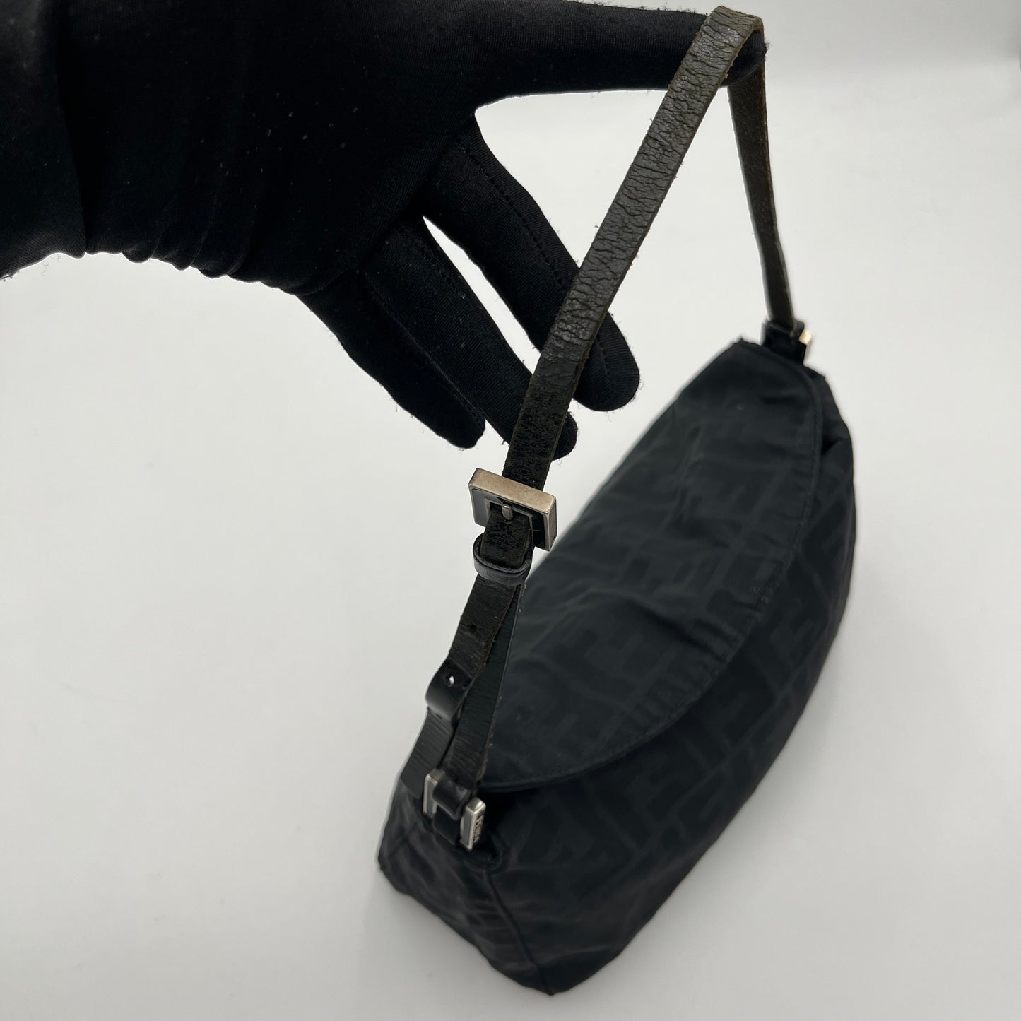 Fendi Black Zucca Baguette
