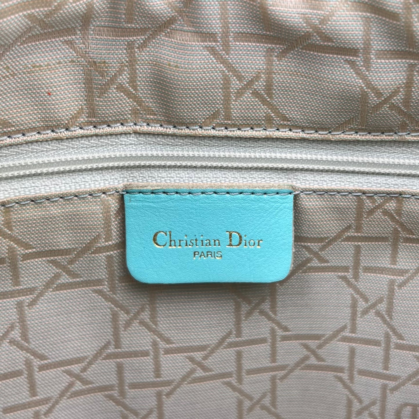 Christian Dior Light Blue Nylon Cannage Lady Dior GHW