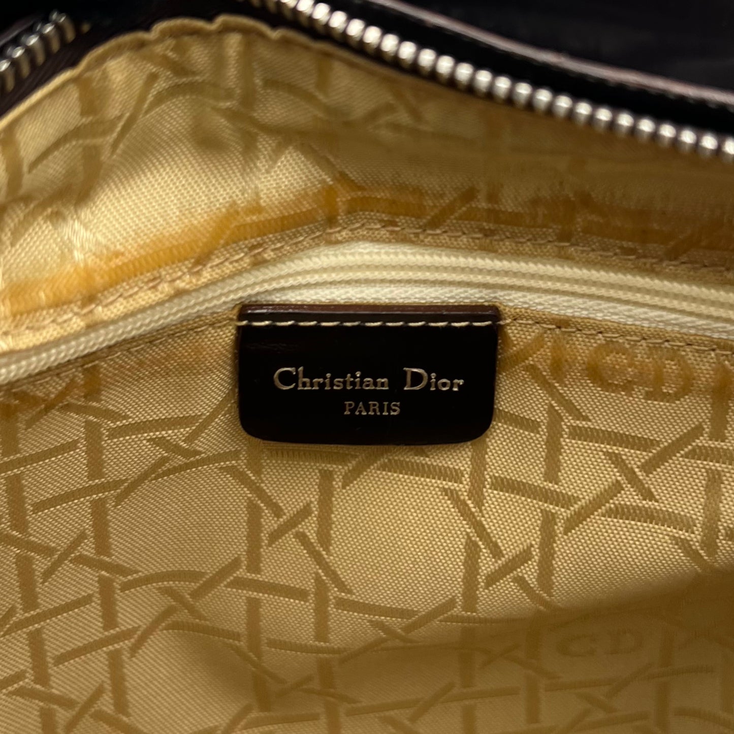 Christian Dior Chocolate Brown Nylon and Patent Leather Lady Dior