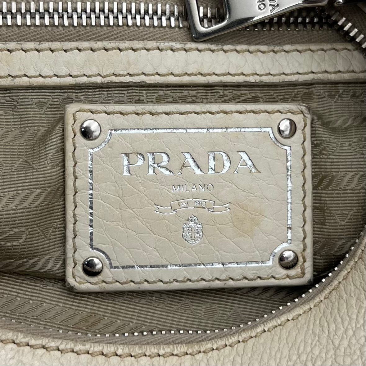 Prada White Vitello Daino Large Hobo Bag SHW