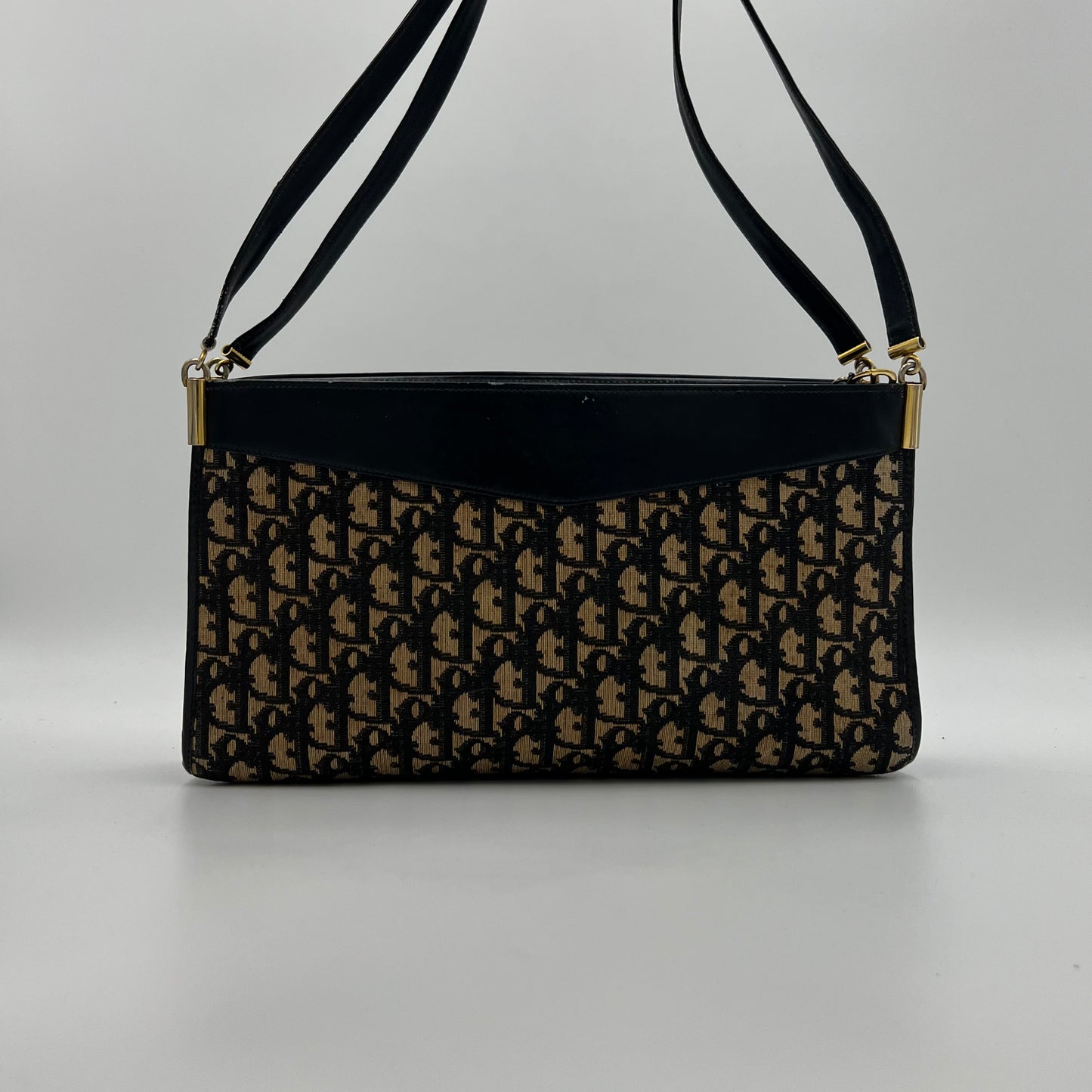 Christian Dior Vintage Oblique Canvas and Leather CD Shoulder Bag