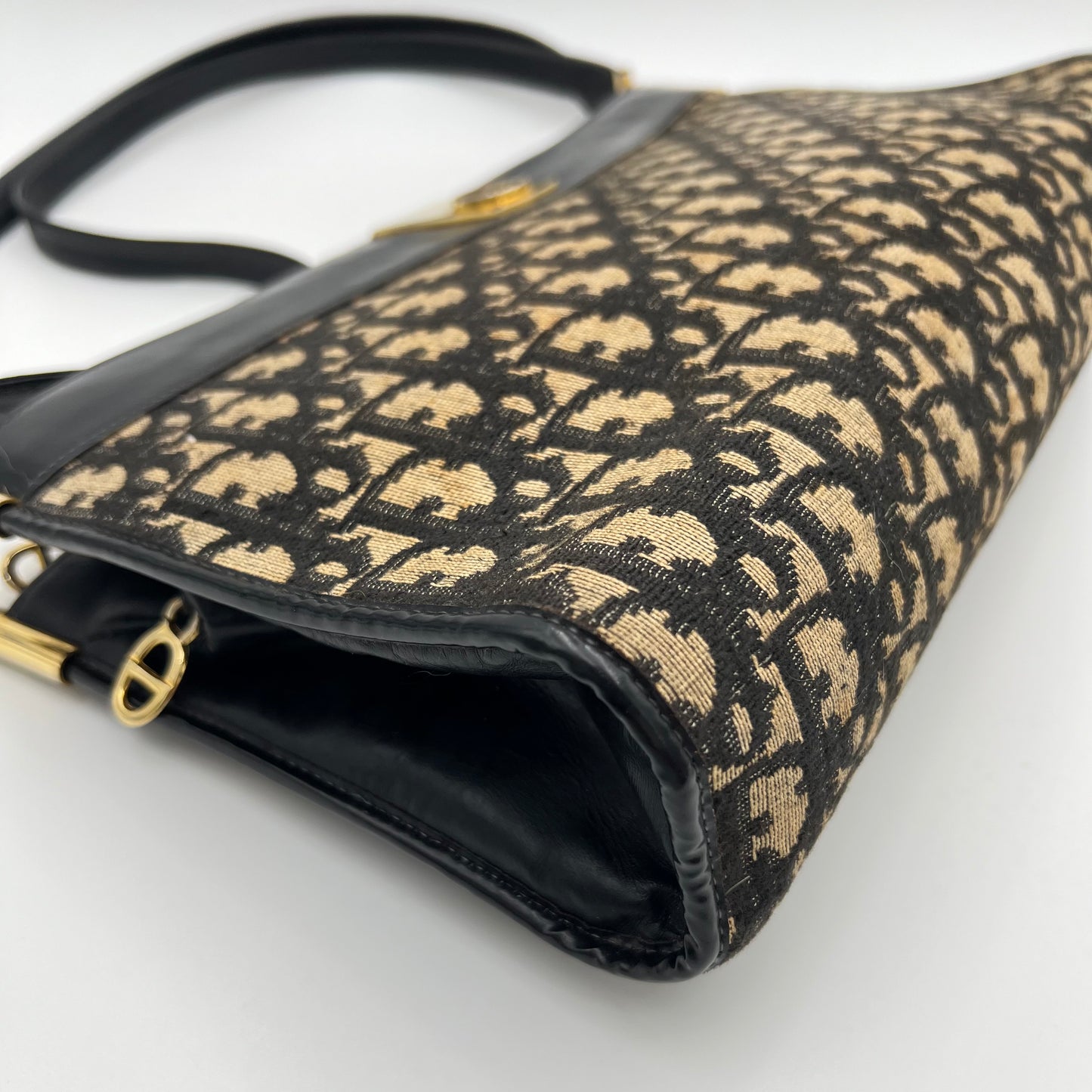 Christian Dior Vintage Oblique Canvas and Leather CD Shoulder Bag