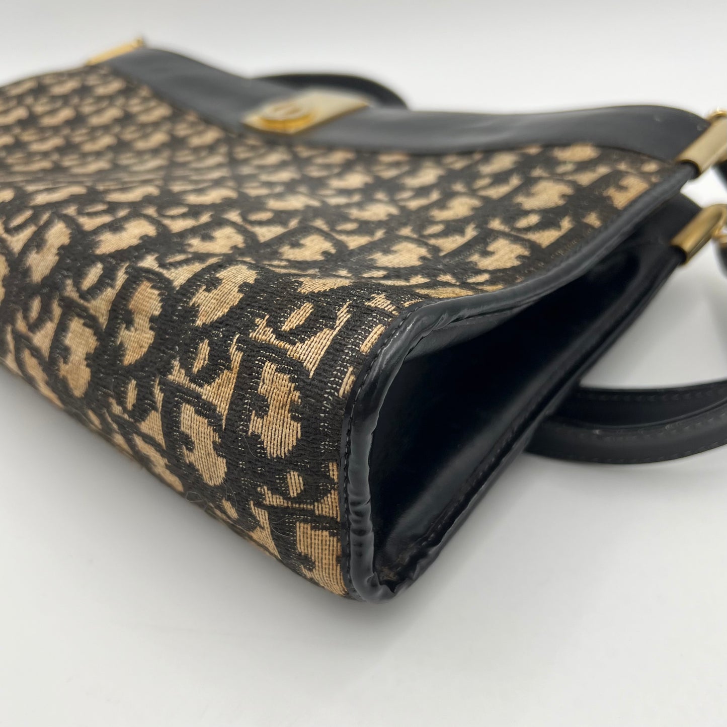 Christian Dior Vintage Oblique Canvas and Leather CD Shoulder Bag