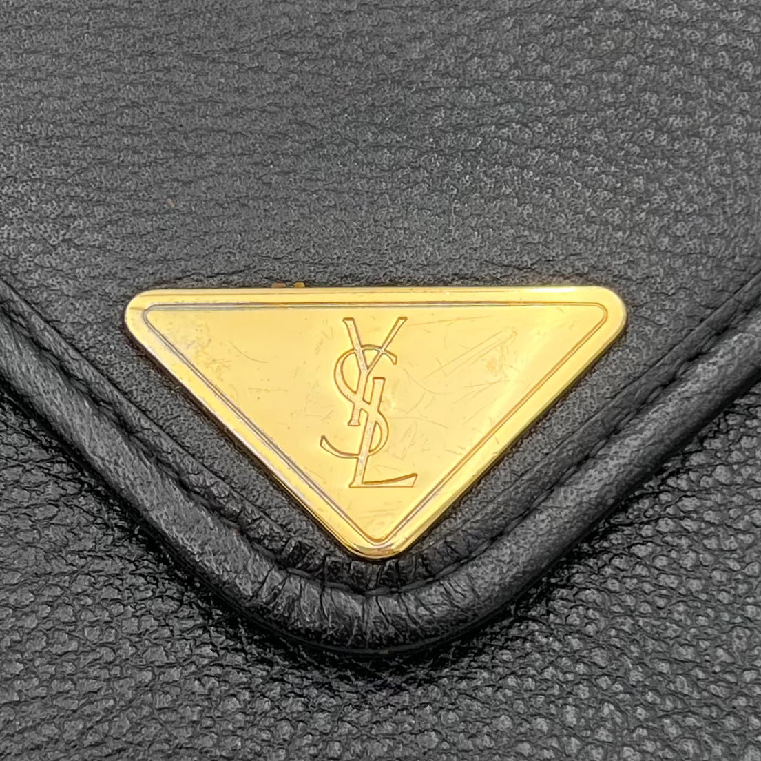 YSL Black Leather Envelope Flap Crossbody