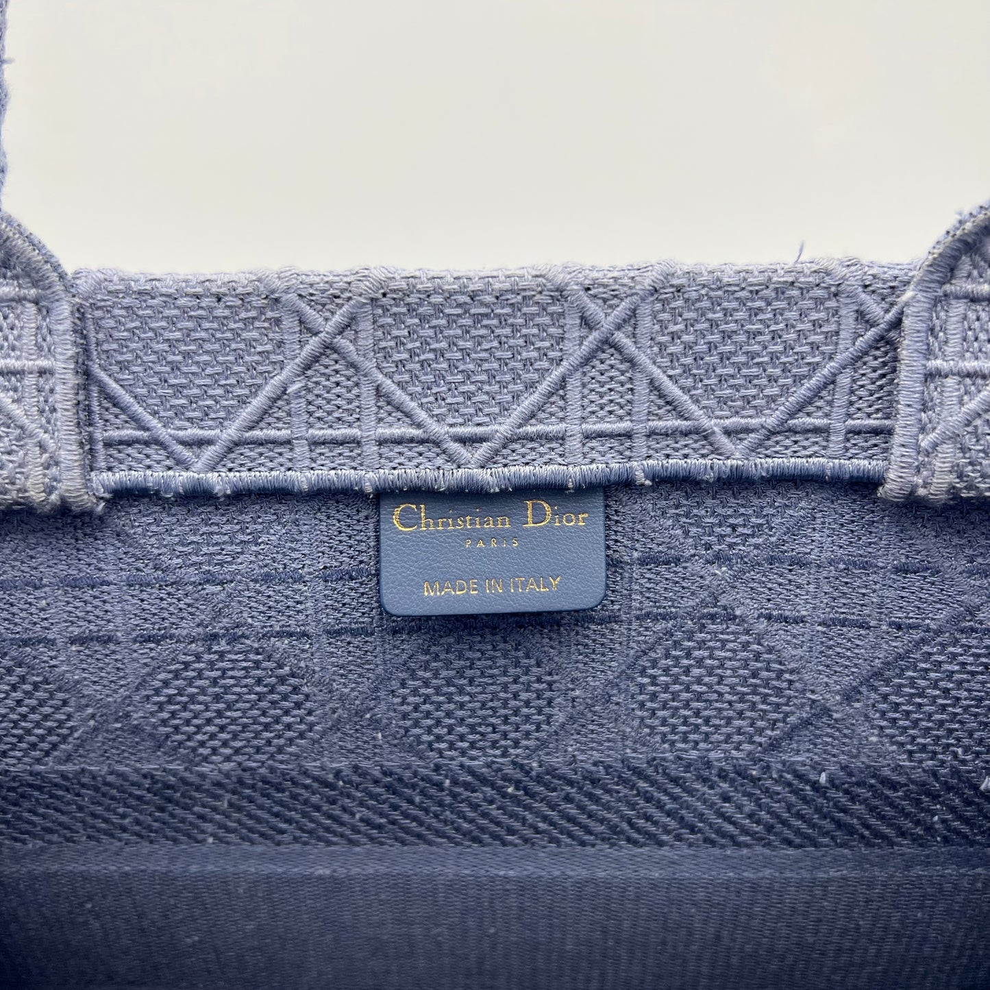 Christian Dior Denim Blue Embroidered Medium Book Tote