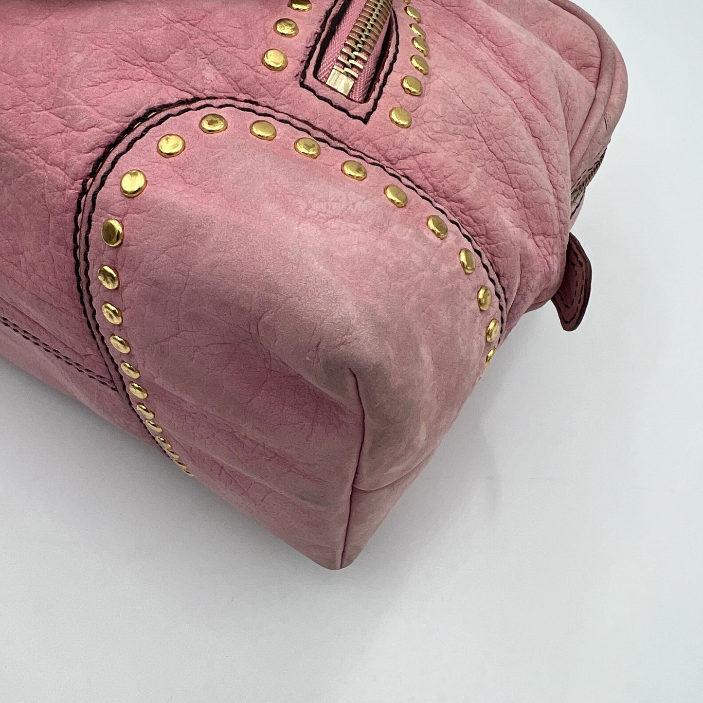 Fendi Pink Studded Nubuck Bauletto