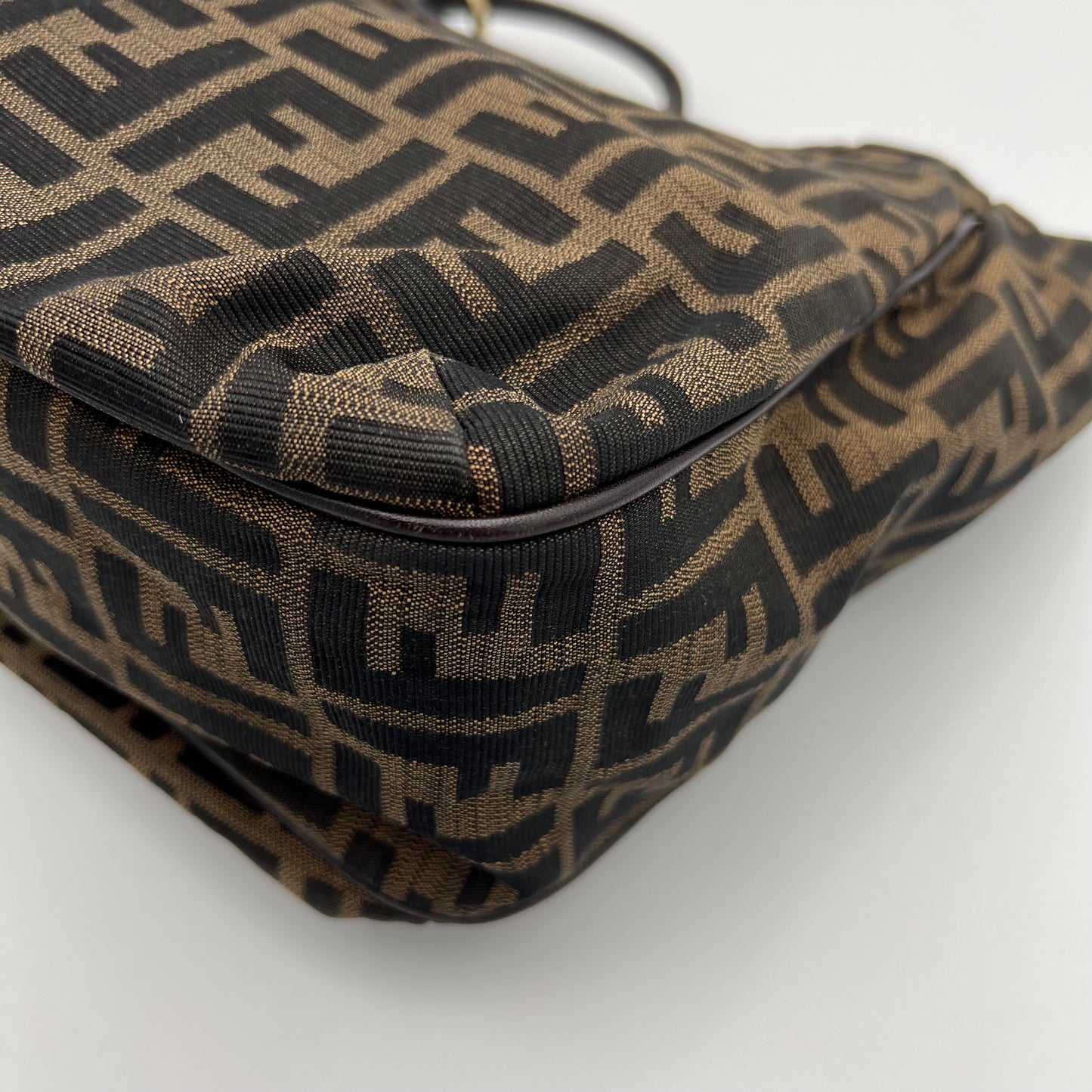 Fendi Black Zucchino Canvas and Leather Chef Hobo Shoulder Bag