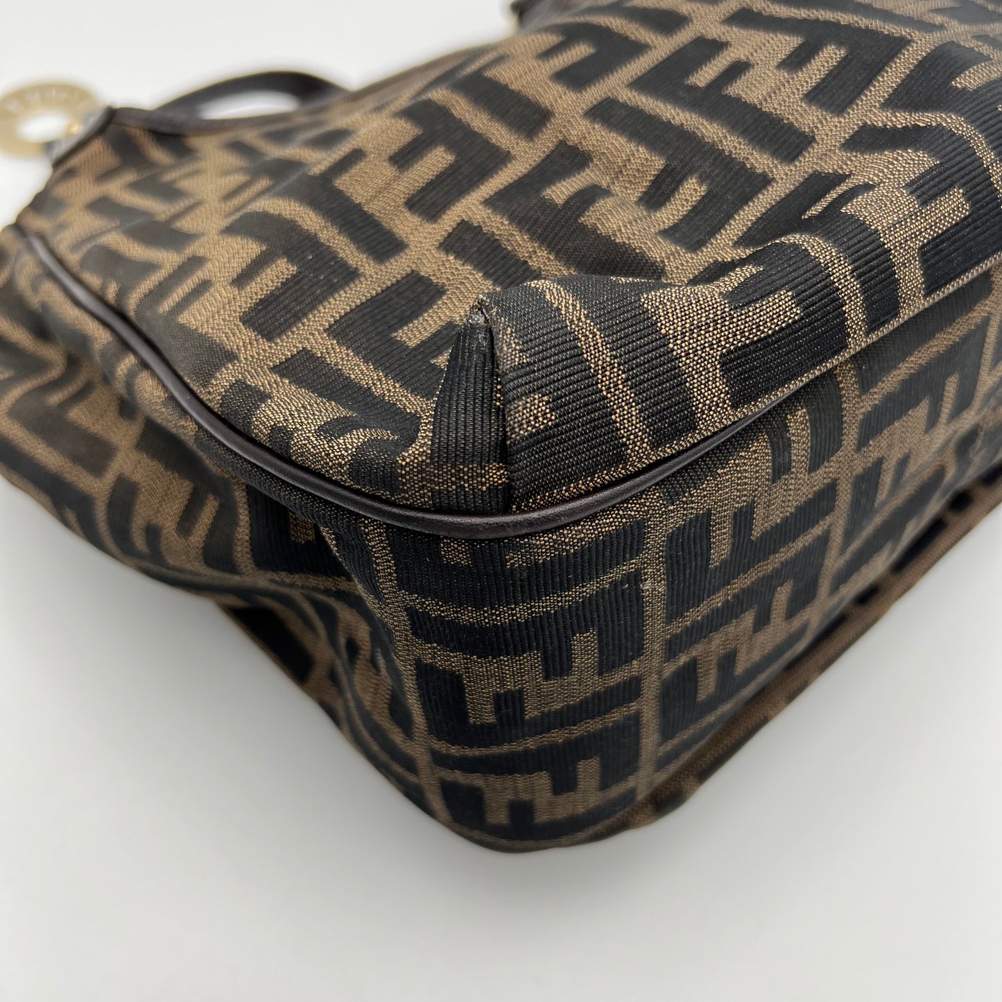 Fendi Black Zucchino Canvas and Leather Chef Hobo Shoulder Bag