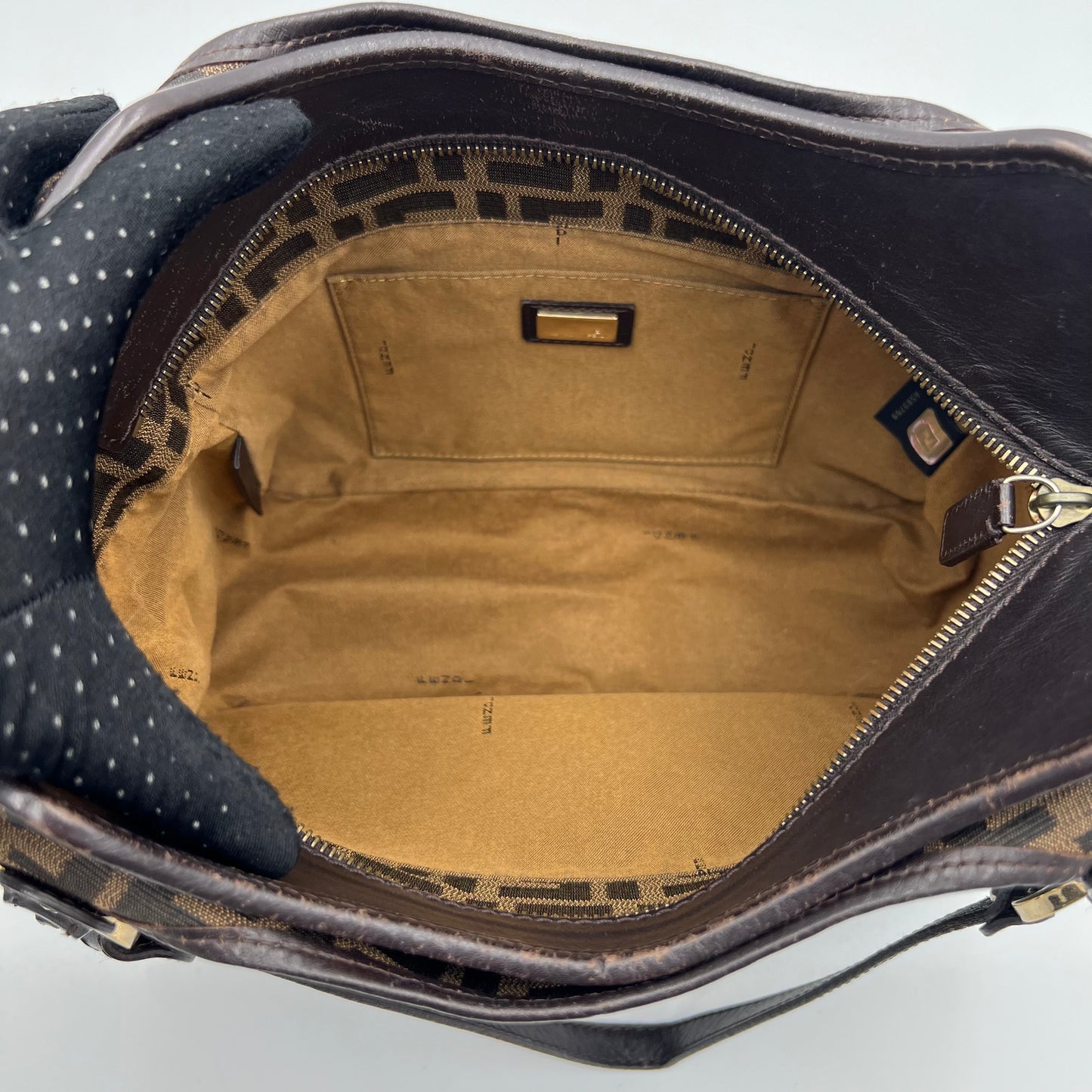 Fendi Black Zucchino Canvas and Leather Chef Hobo Shoulder Bag