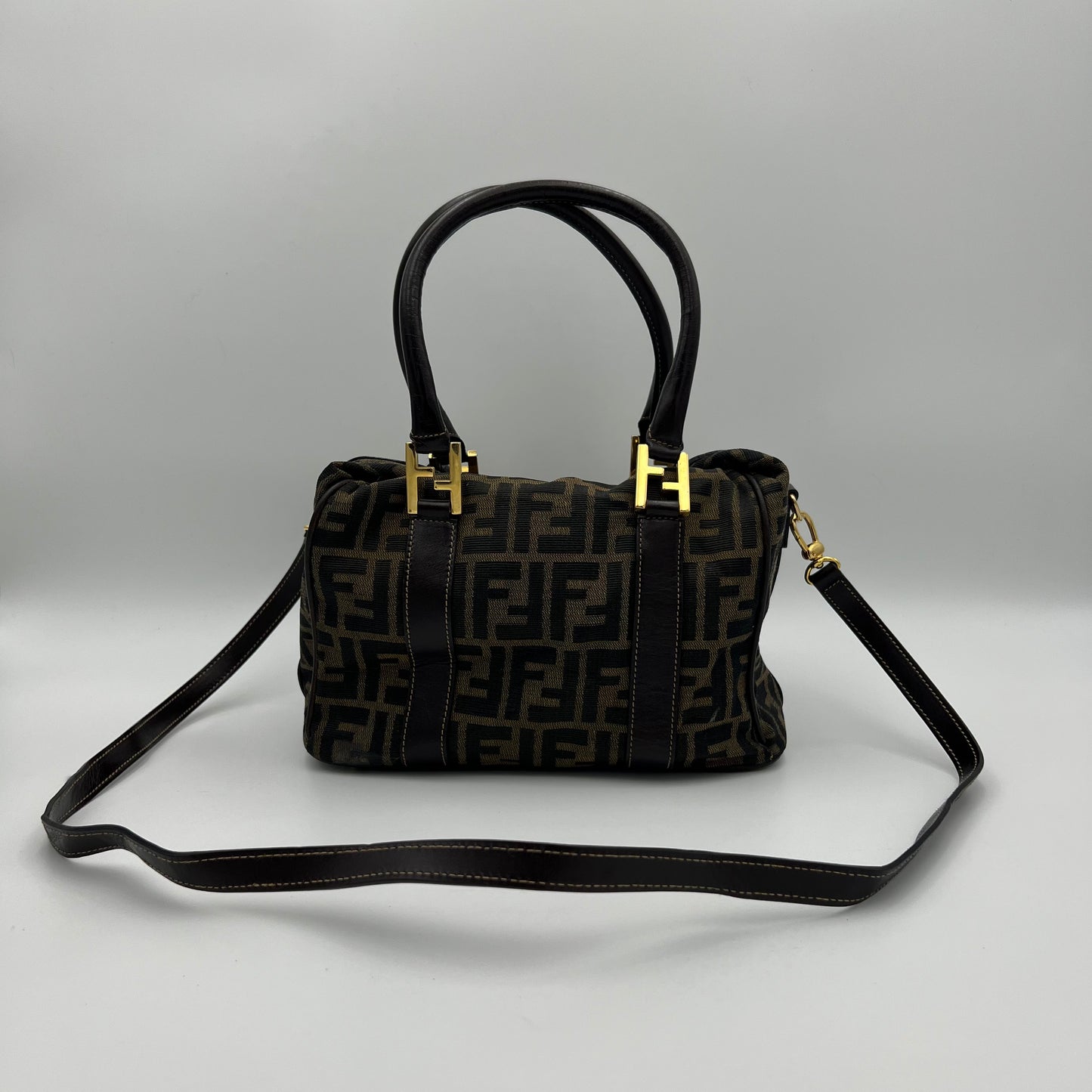 Fendi Tobacco Zucca Two-Way Boston Bag