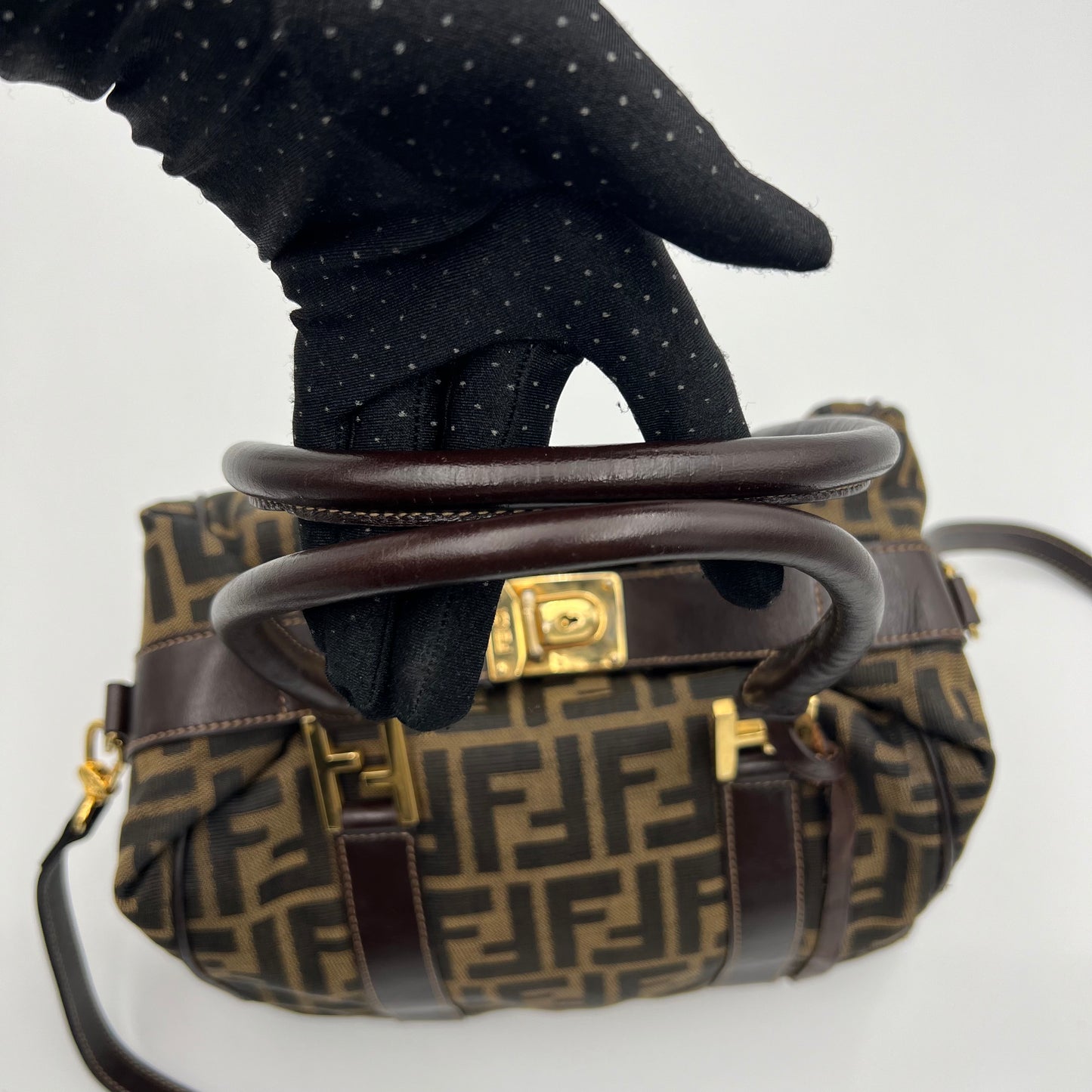 Fendi Tobacco Zucca Two-Way Boston Bag