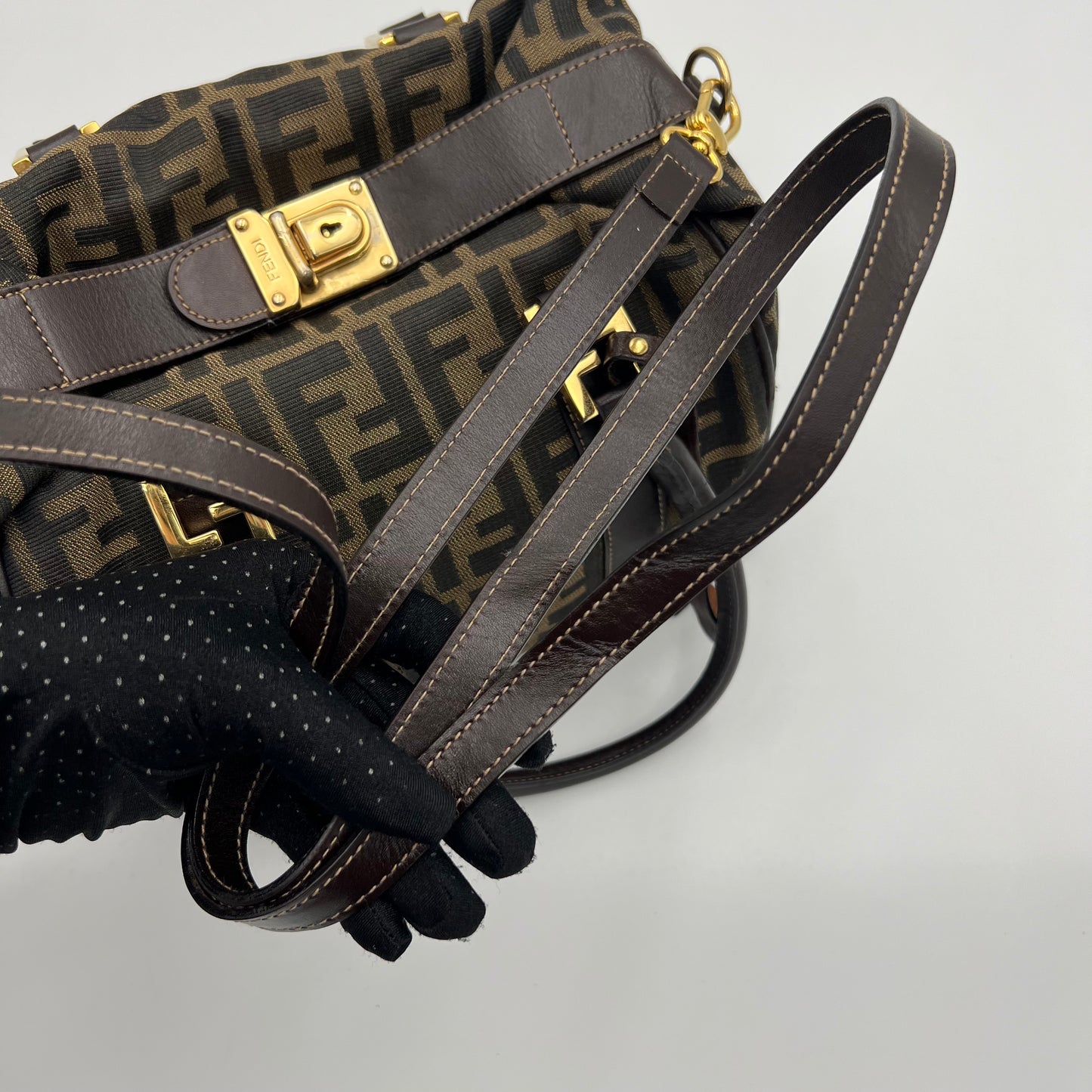 Fendi Tobacco Zucca Two-Way Boston Bag