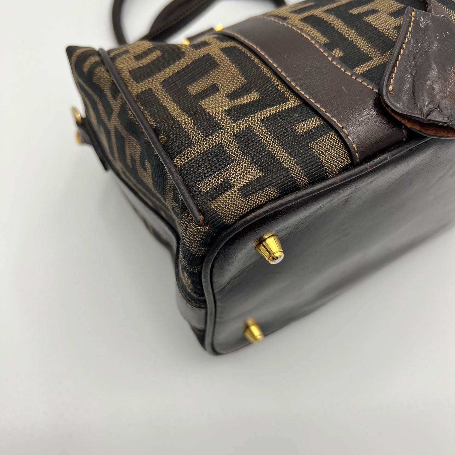 Fendi Tobacco Zucca Two-Way Boston Bag
