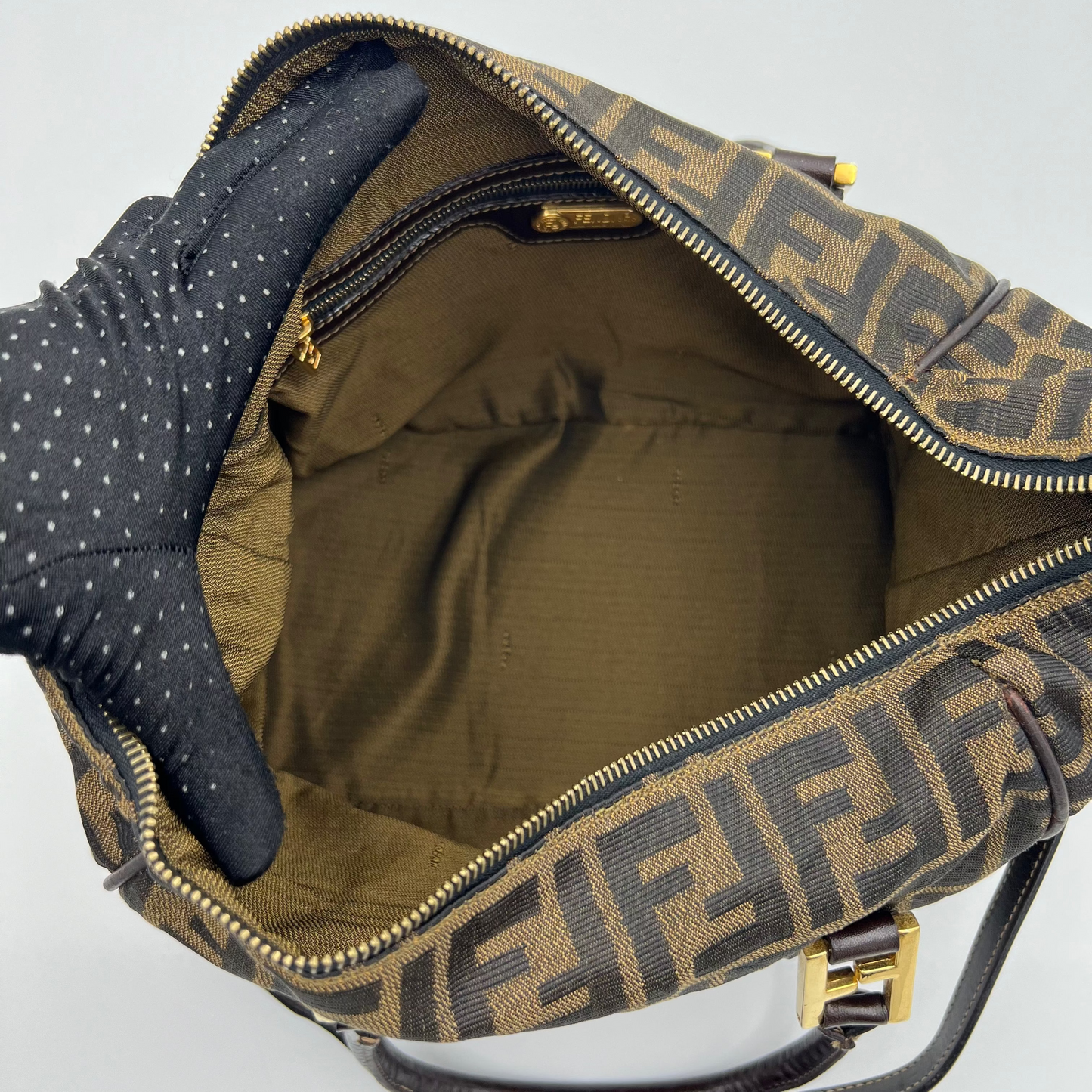 Fendi Tobacco Zucca Two-Way Boston Bag