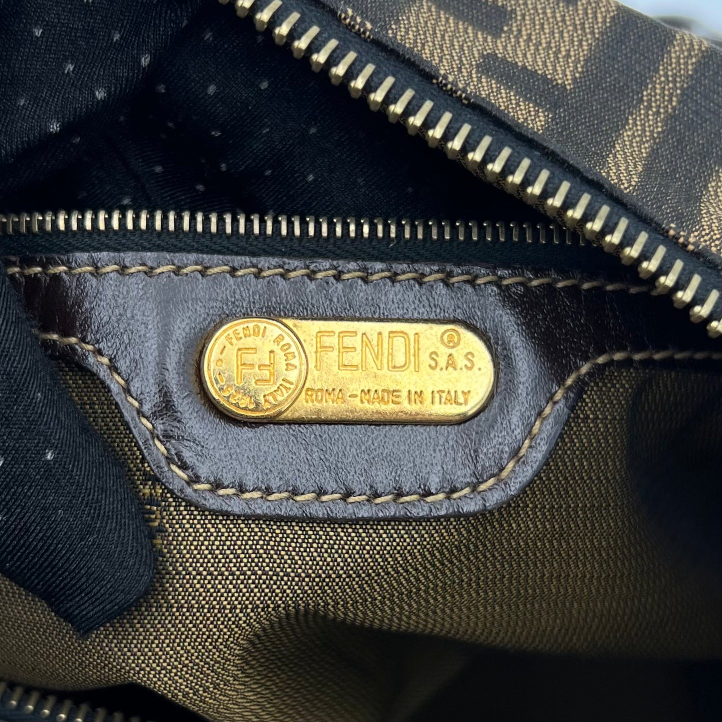Fendi Tobacco Zucca Two-Way Boston Bag