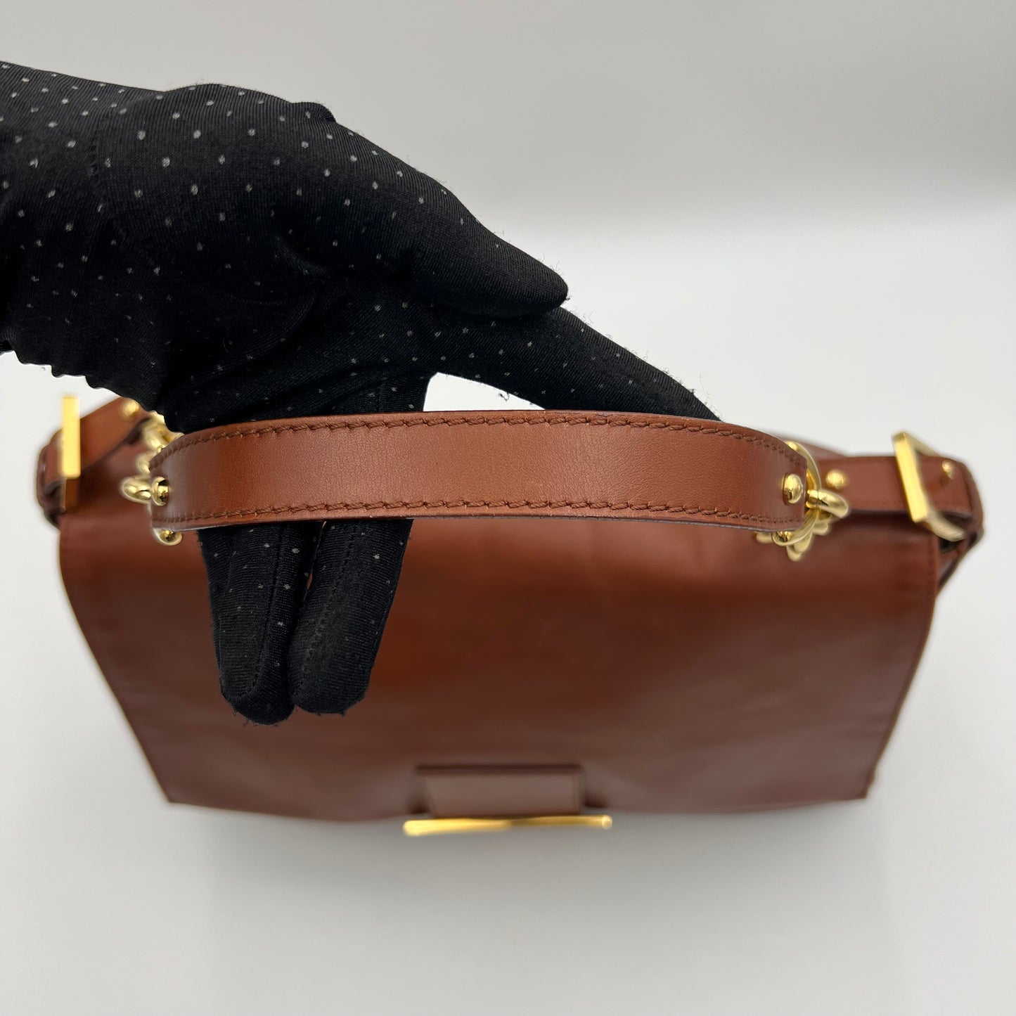 Fendi Brown Leather Watersnake FF Big Mamma Baguette